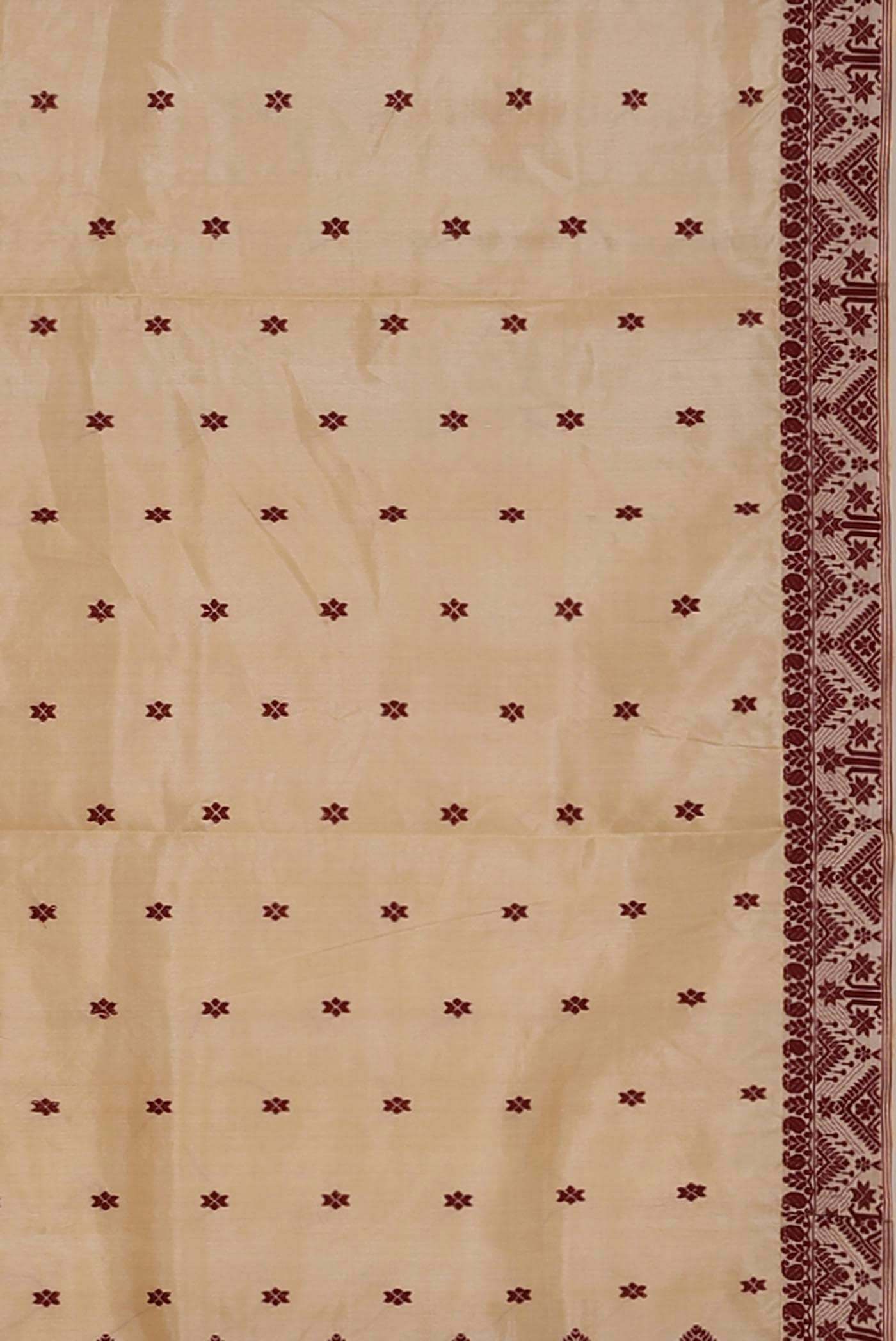 Beige Assam Silk Saree