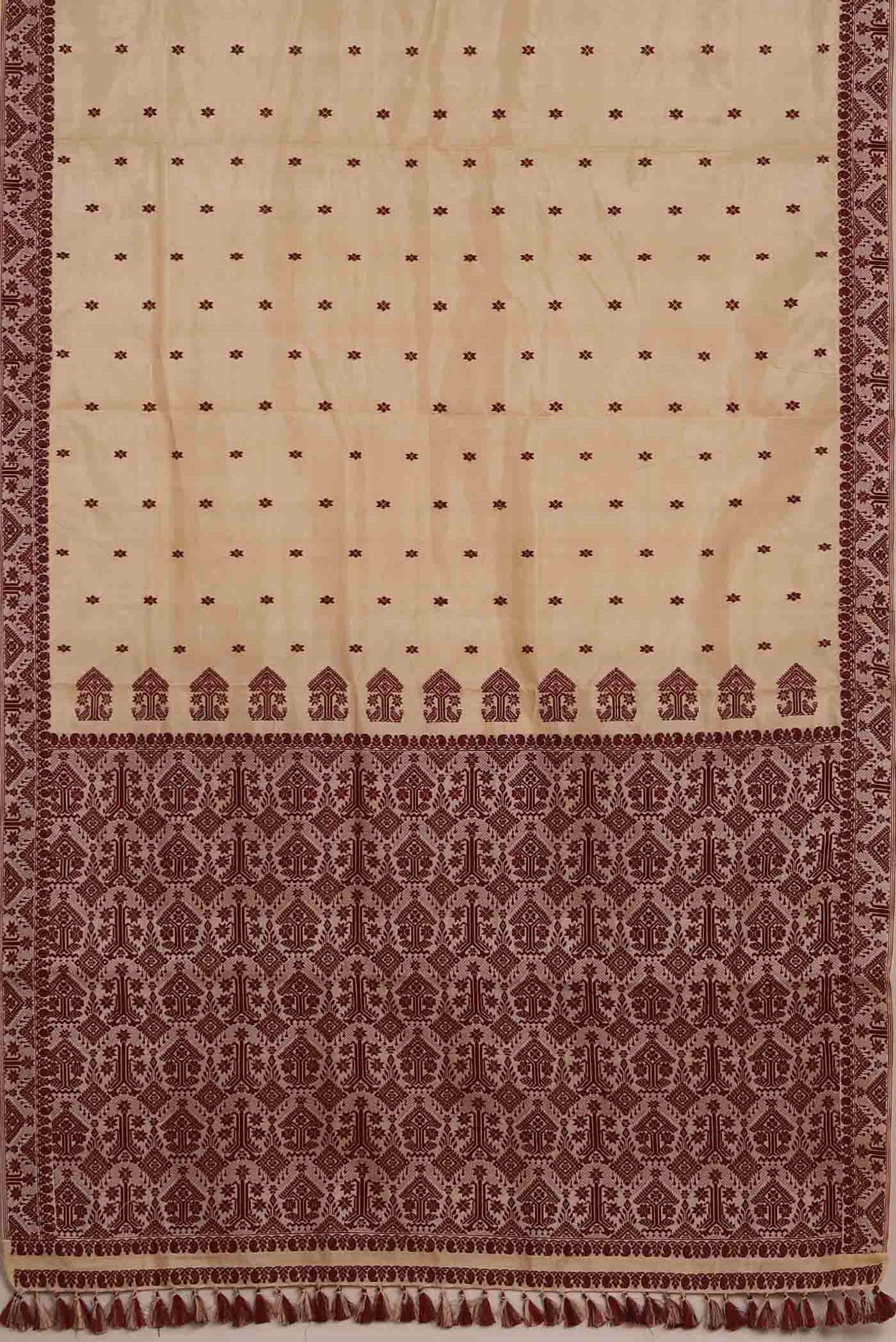 Beige Assam Silk Saree