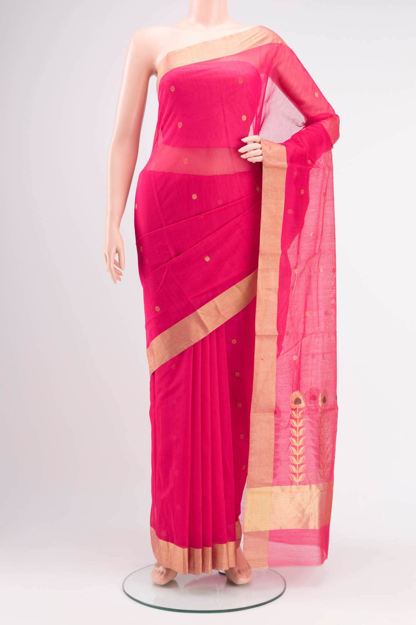 Rani Pink Chanderi Silk Saree