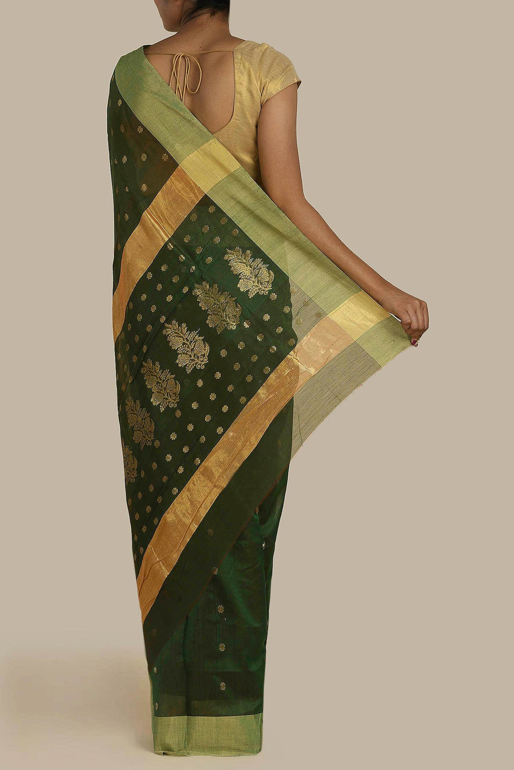 Green Chanderi Silk Cotton Saree