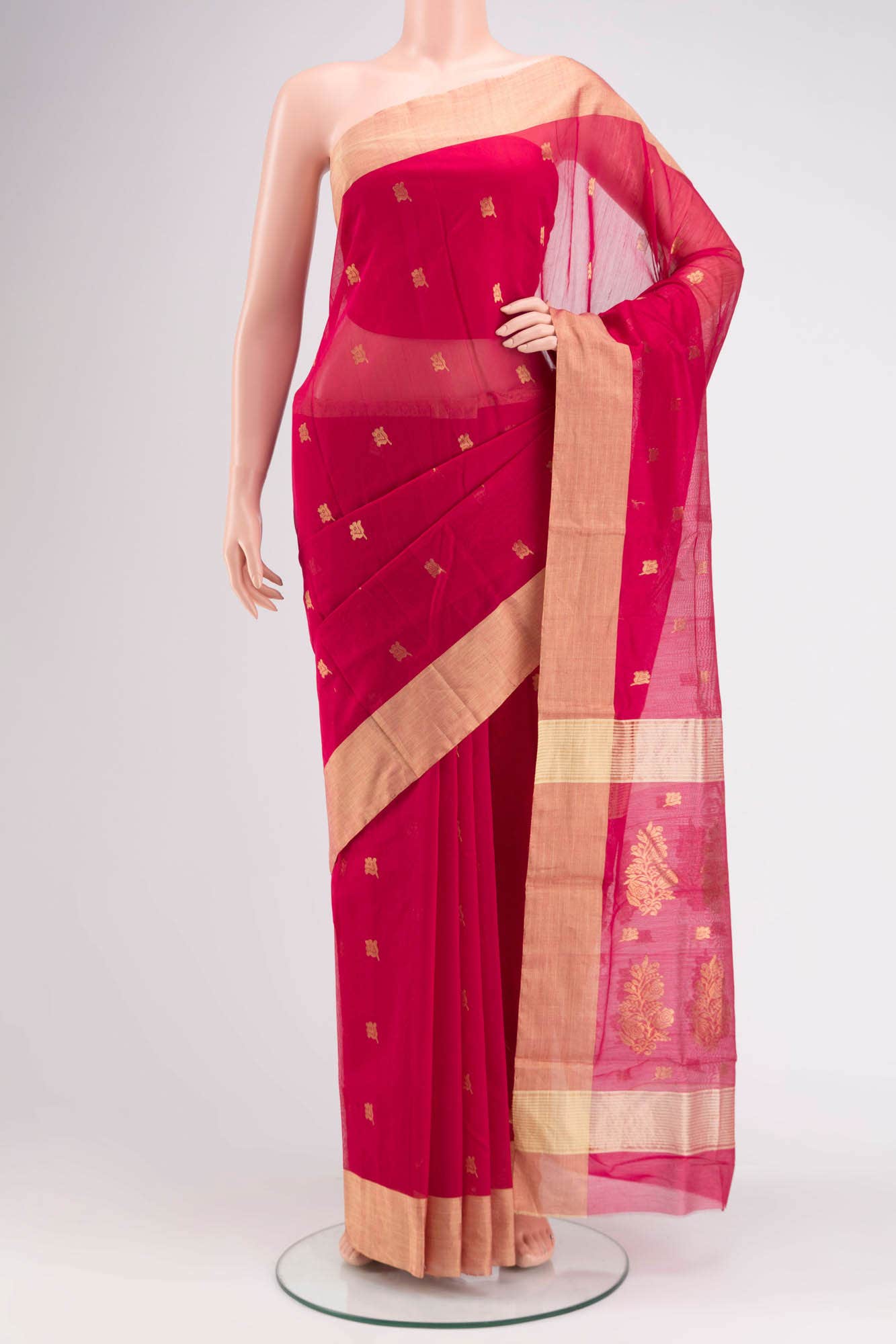 Magenta Chanderi Silk Cotton Saree