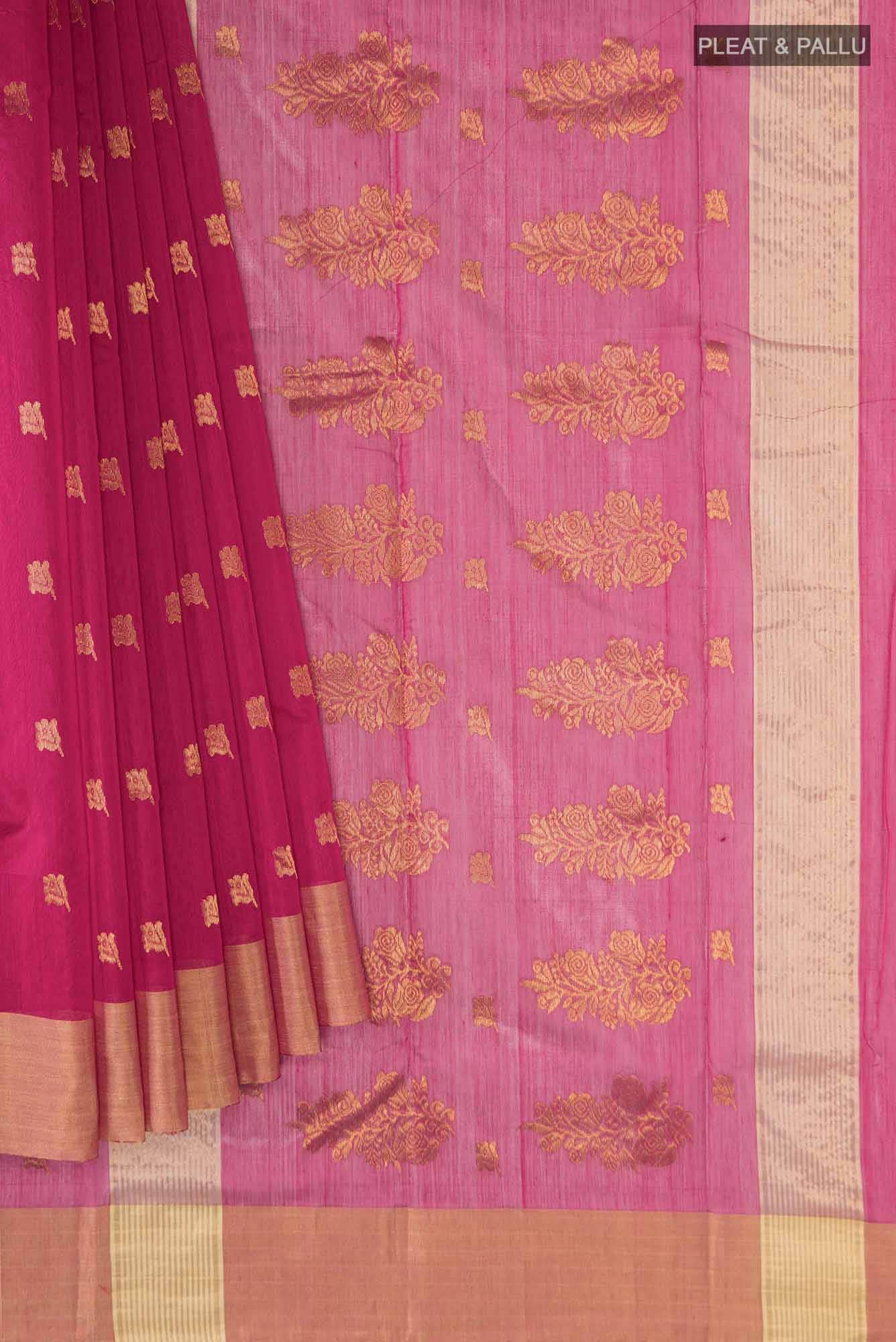 Magenta Chanderi Silk Cotton Saree