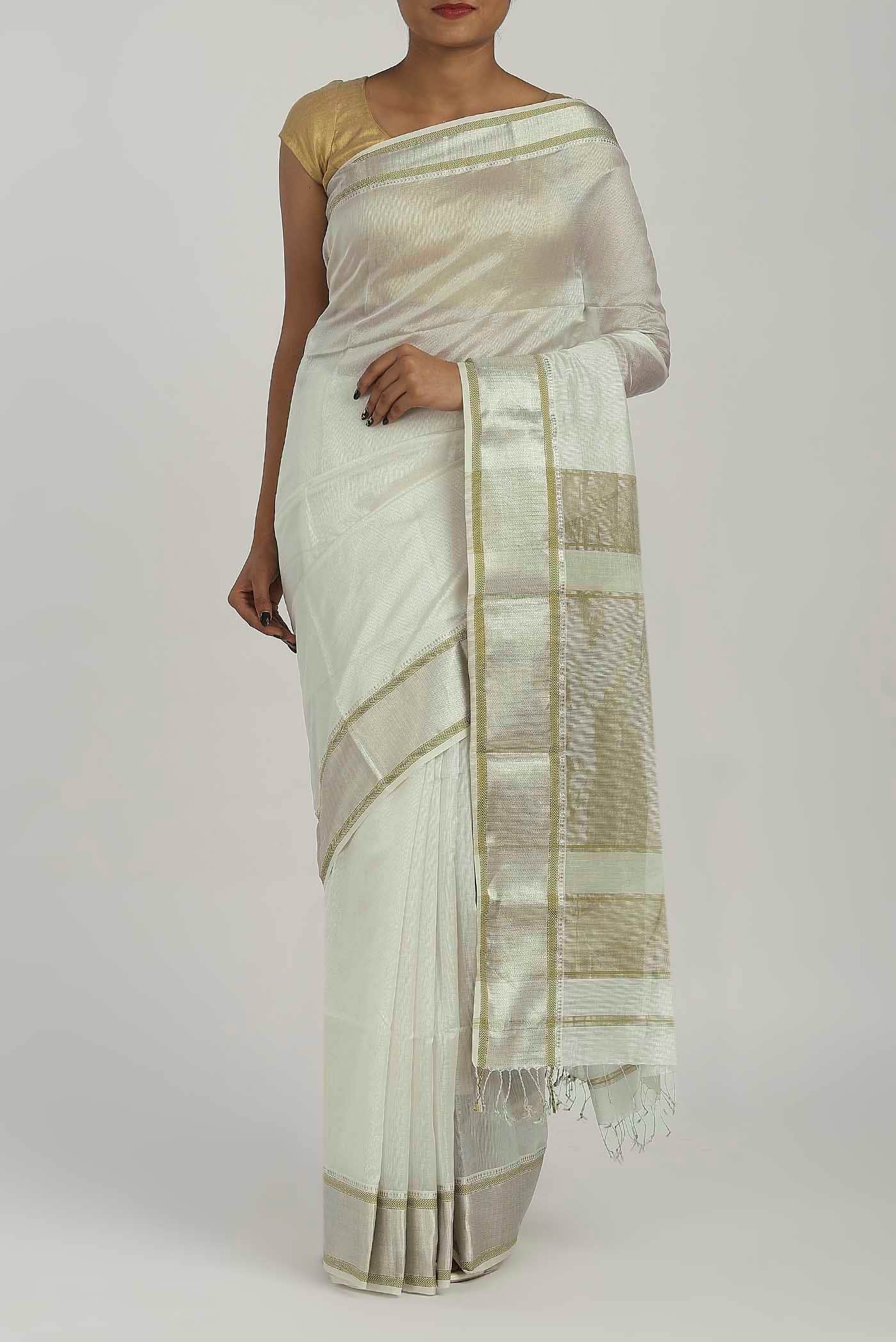 Green Maheshwari Silk Cotton Saree