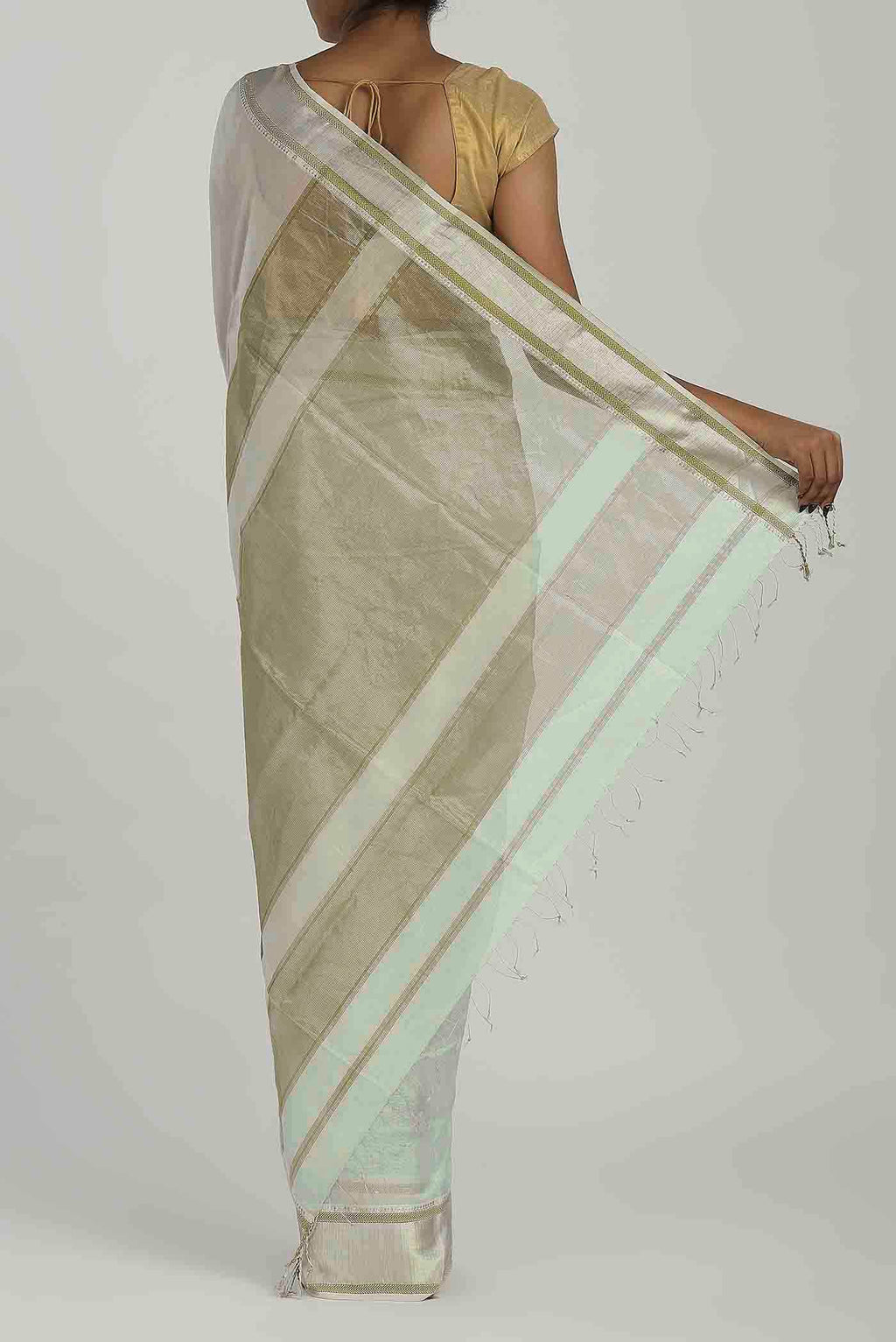Green Maheshwari Silk Cotton Saree