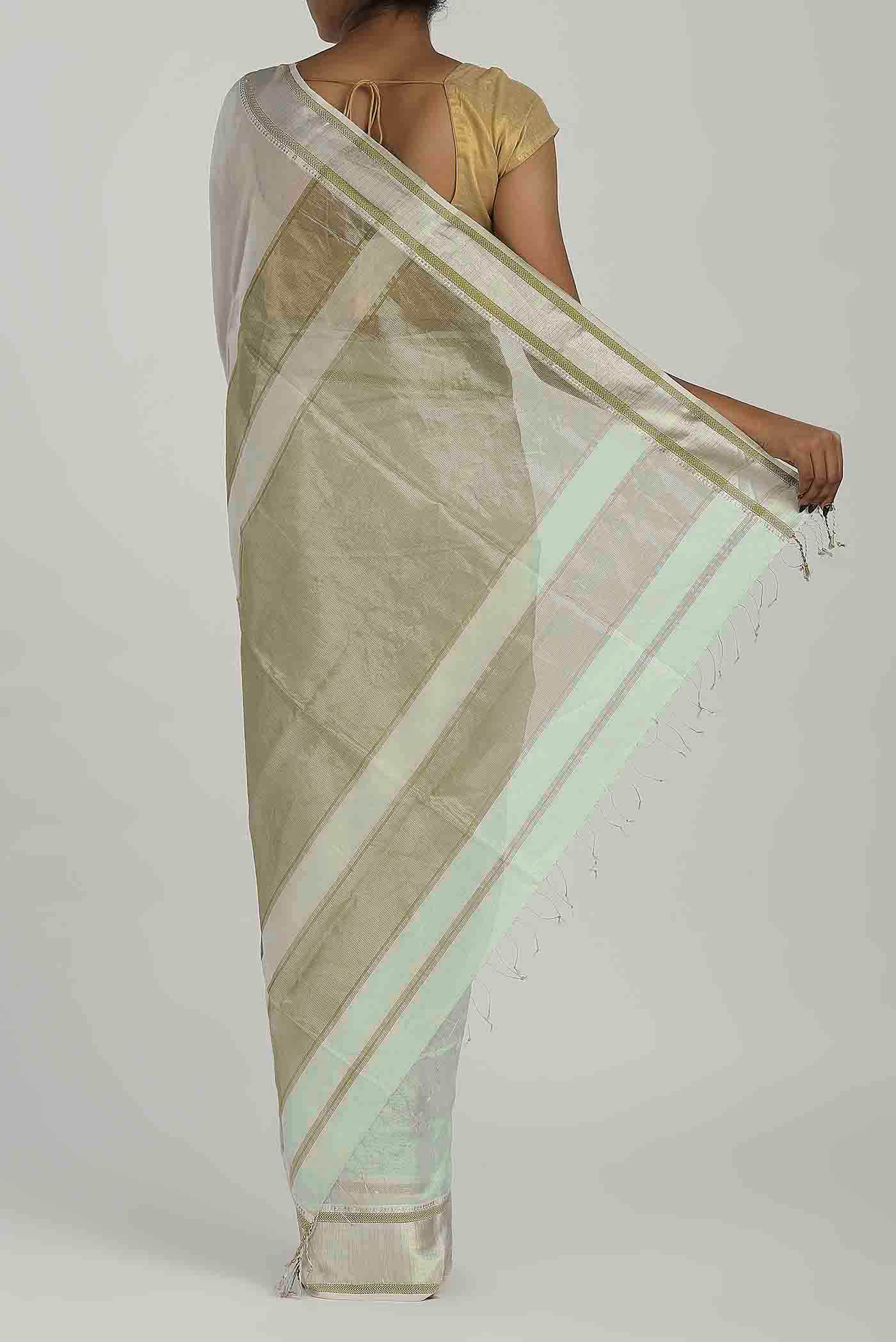 Green Maheshwari Silk Cotton Saree