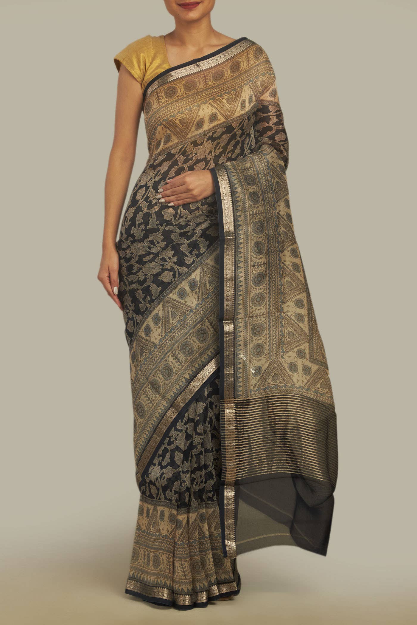 Black Organza Silk Saree