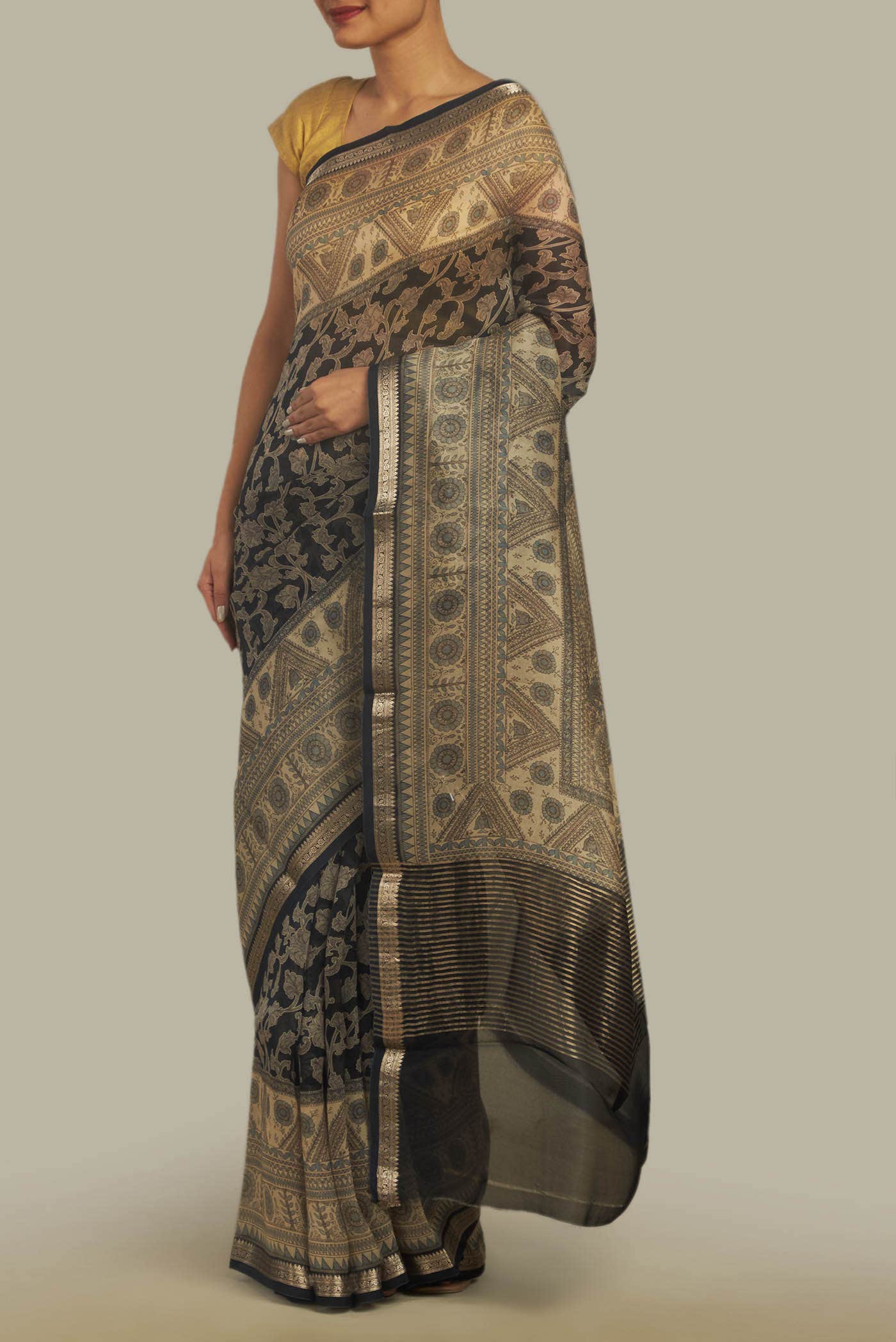 Black Organza Silk Saree