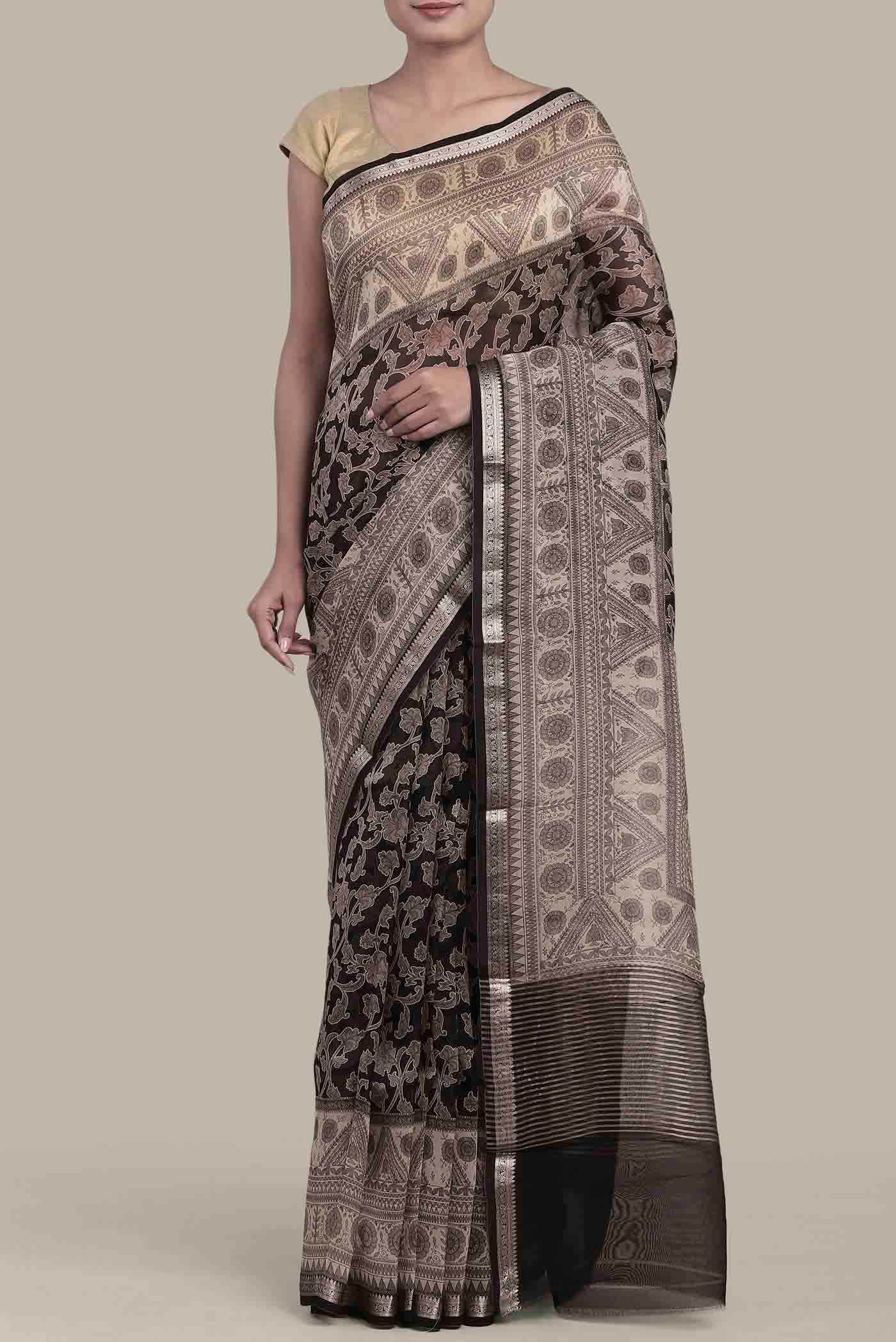 Black Organza Silk Saree