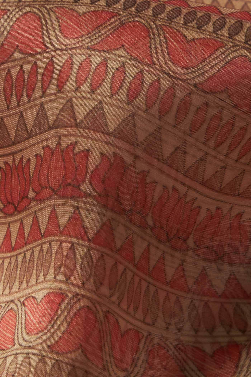 Beige Organza Silk Saree