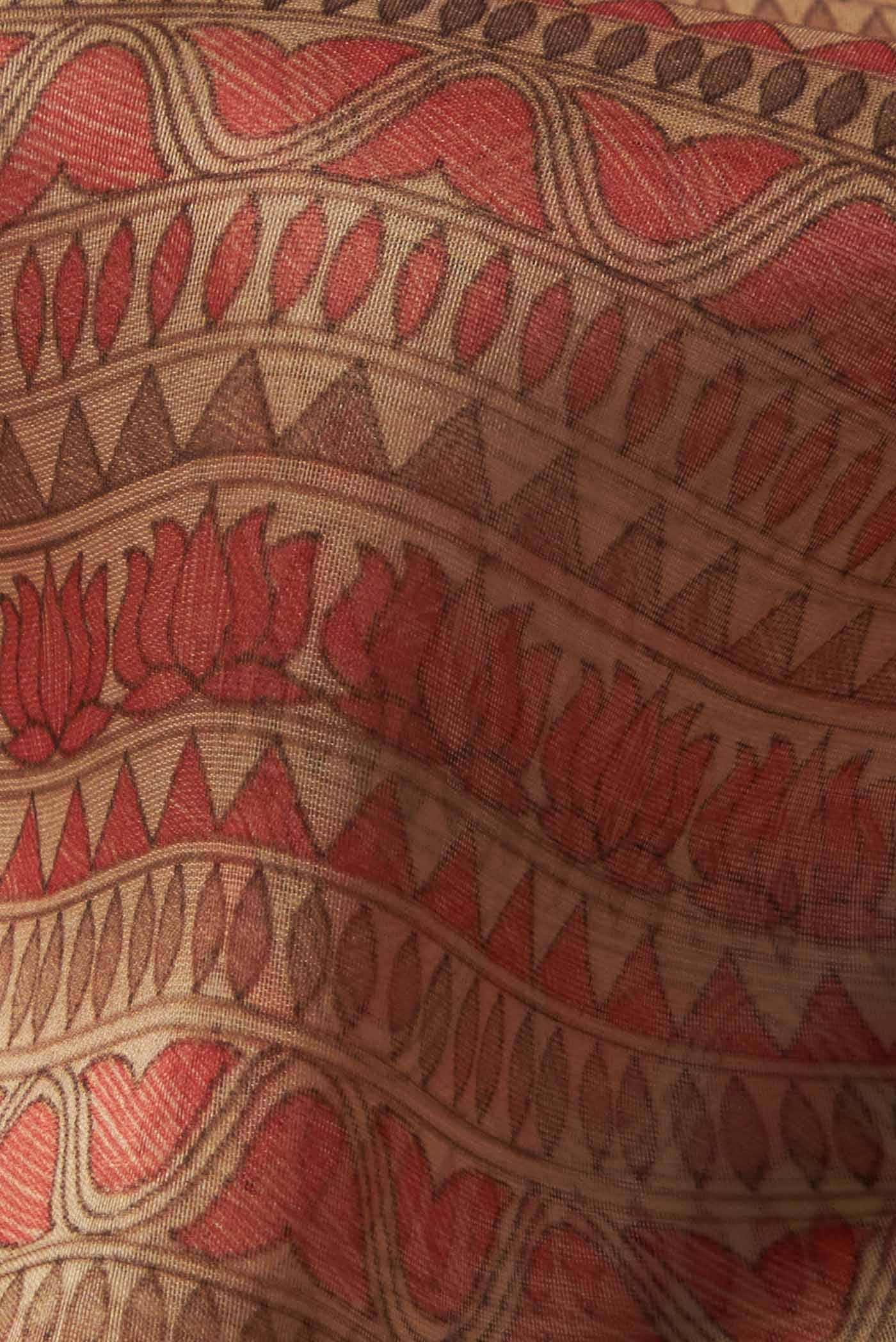Beige Organza Silk Saree