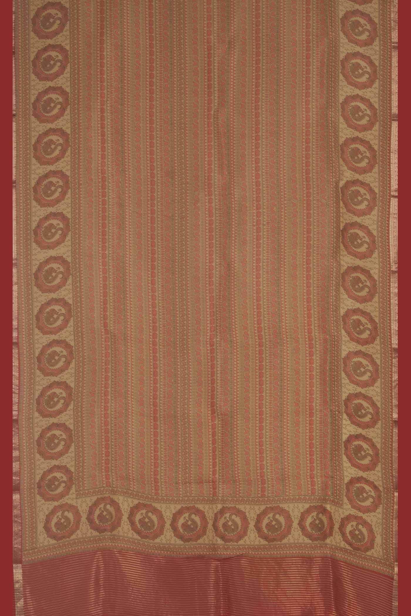 Beige Organza Silk Saree