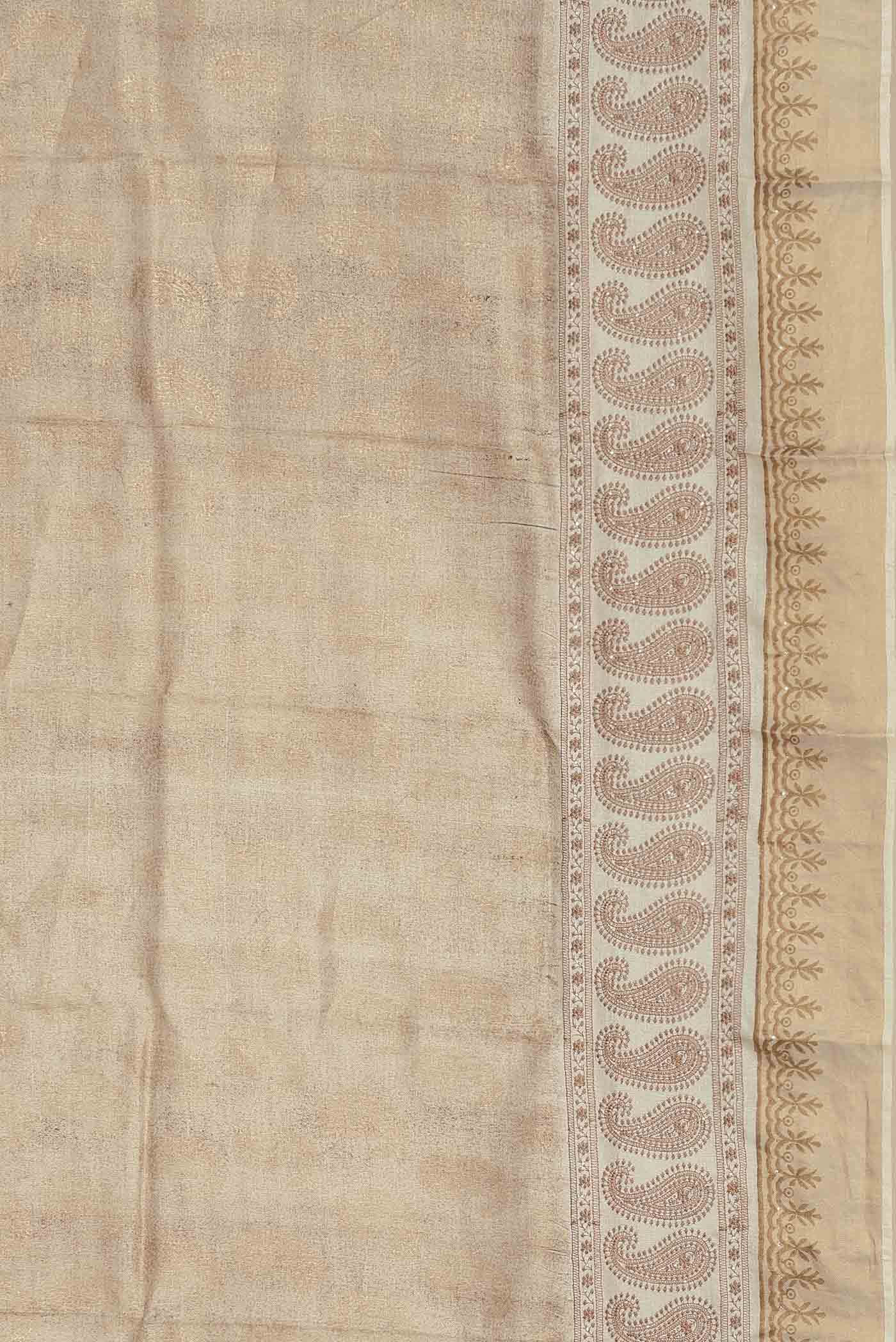 Cream Bhagalpuri Tussar Silk Saree