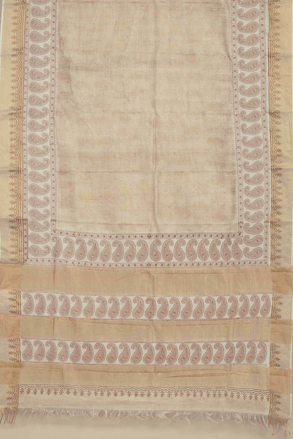 Cream Bhagalpuri Tussar Silk Saree
