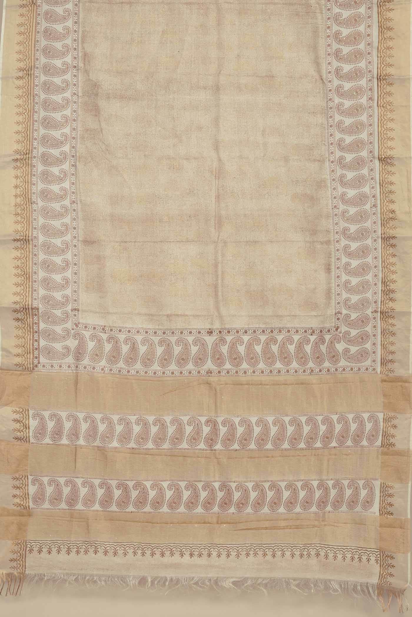 Cream Bhagalpuri Tussar Silk Saree