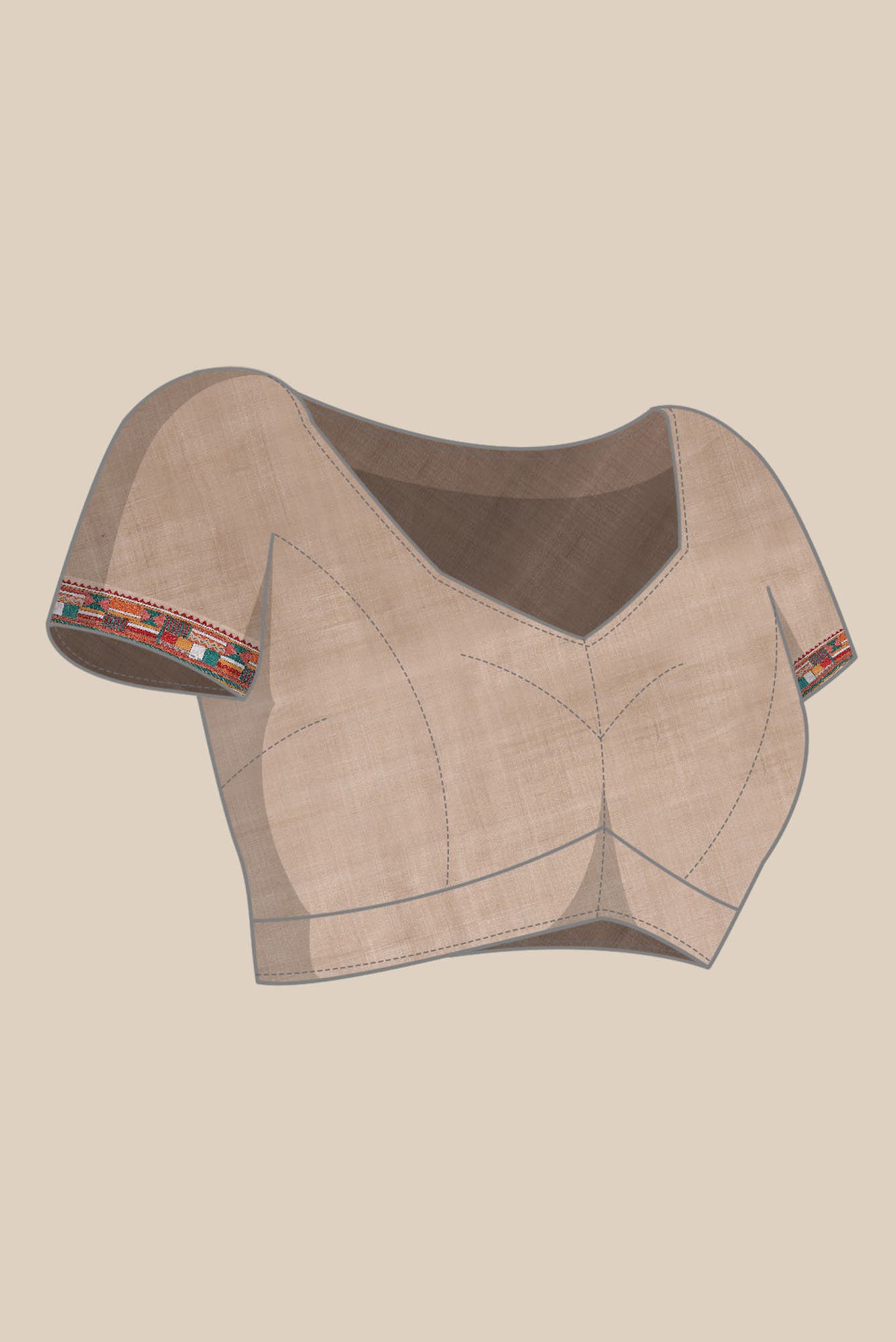Beige Bhagalpuri Tussar Silk Saree