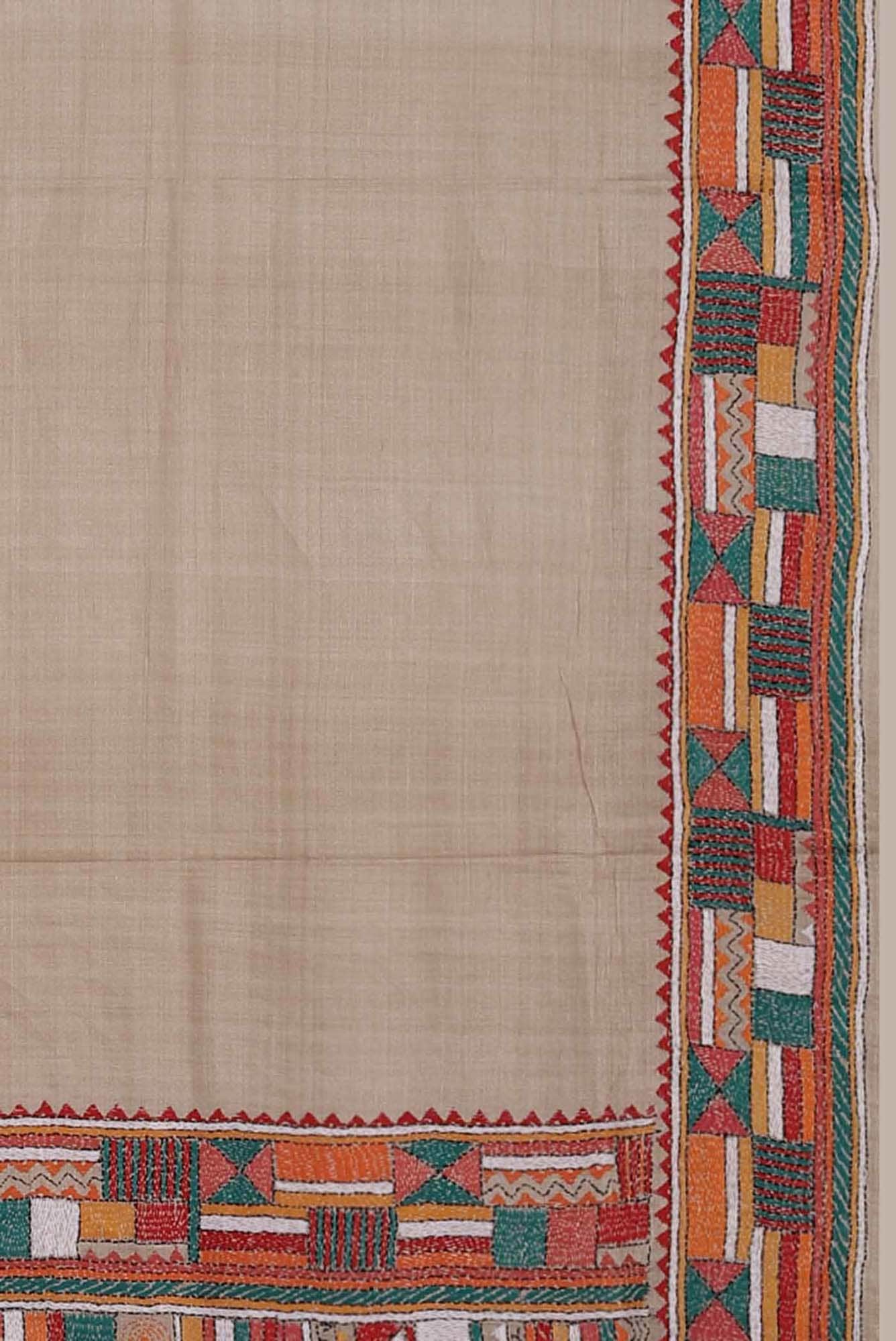 Beige Bhagalpuri Tussar Silk Saree