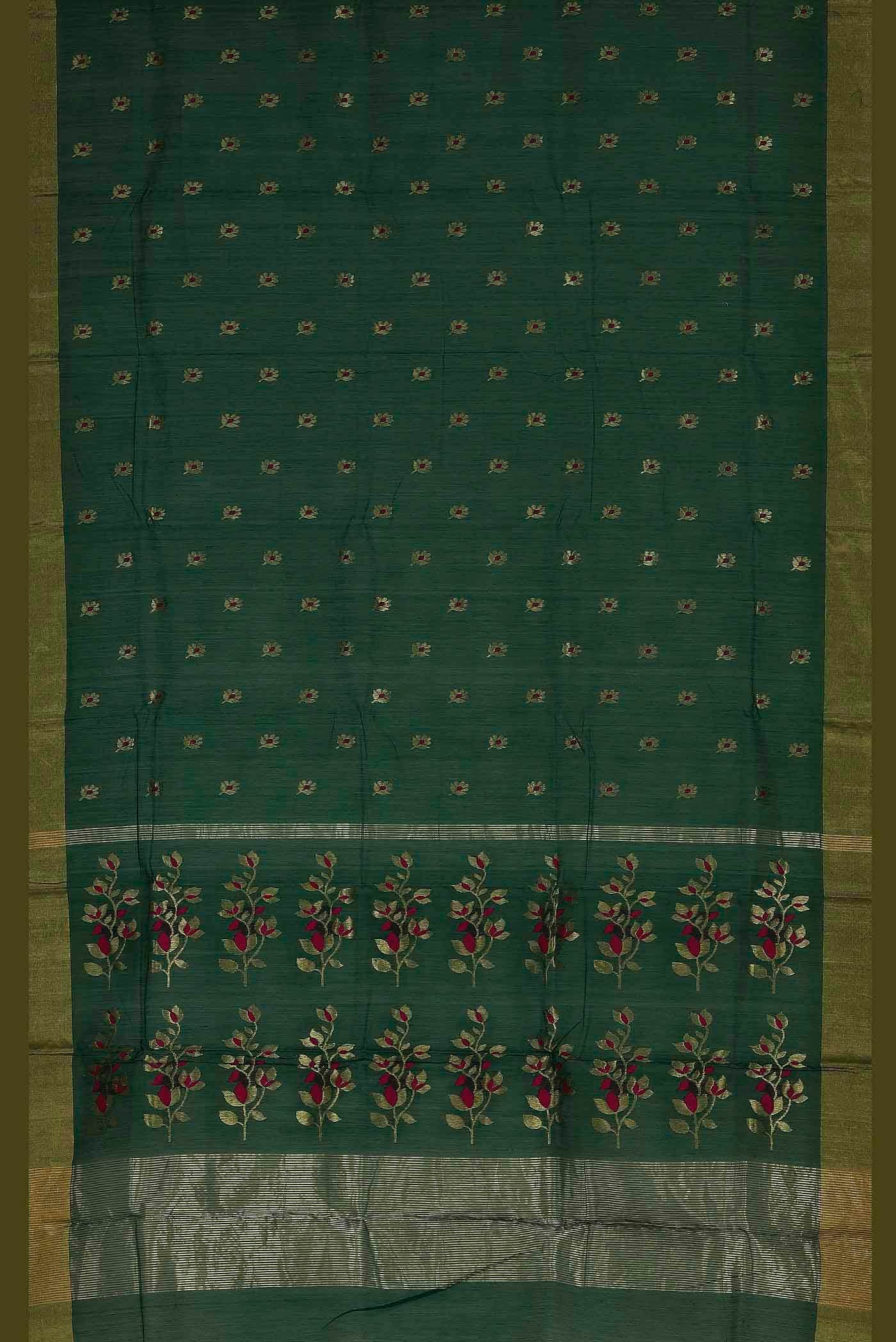 Green Chanderi Silk Cotton Saree