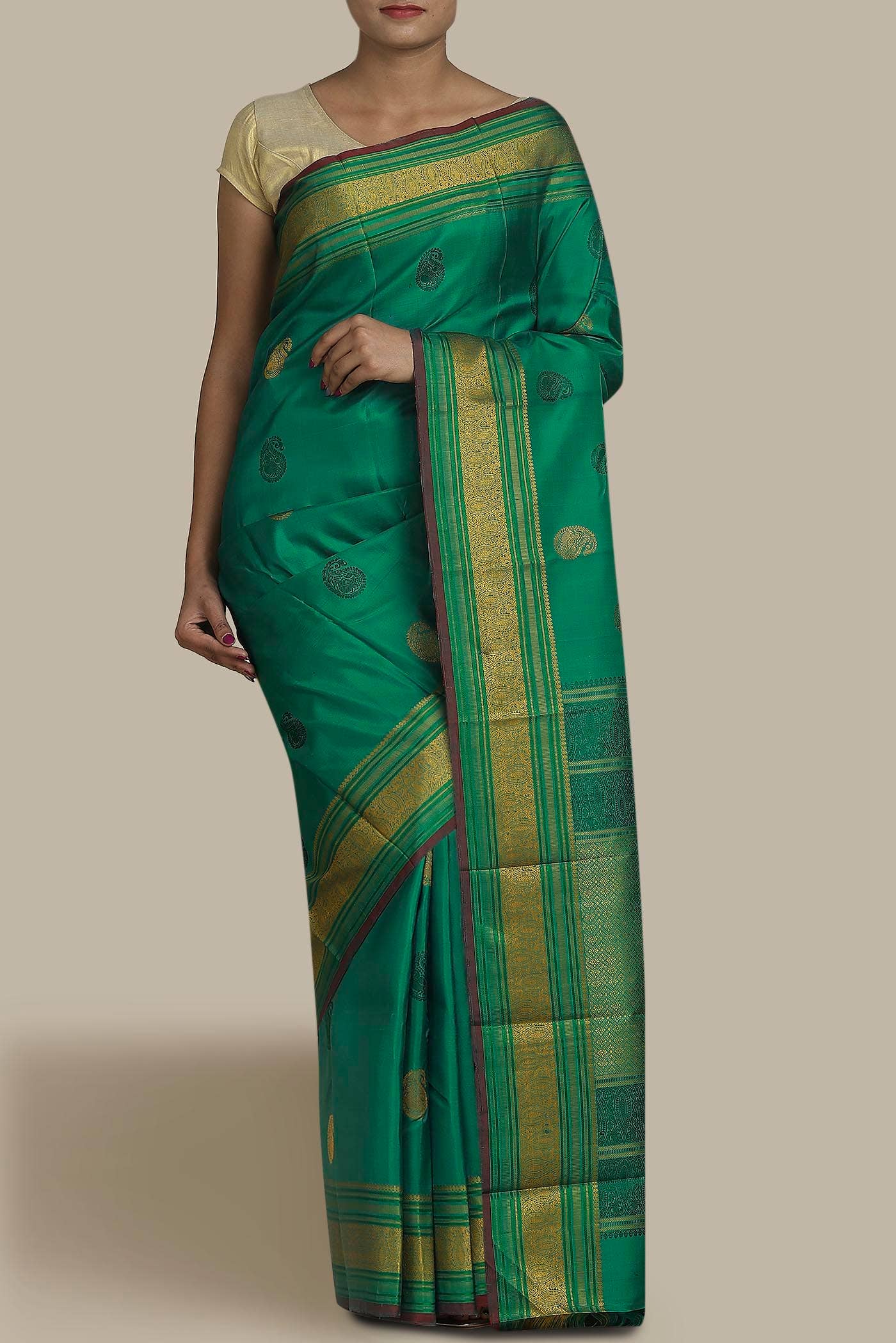Grey Kanchipuram Silk Saree