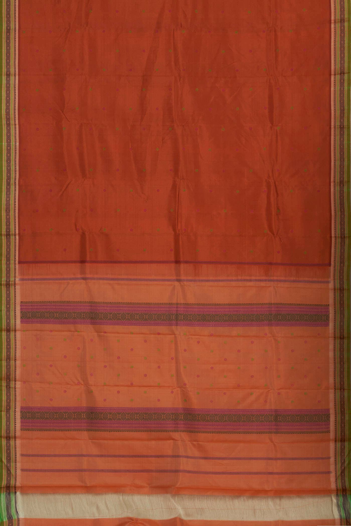 Rust Tussar Silk Saree