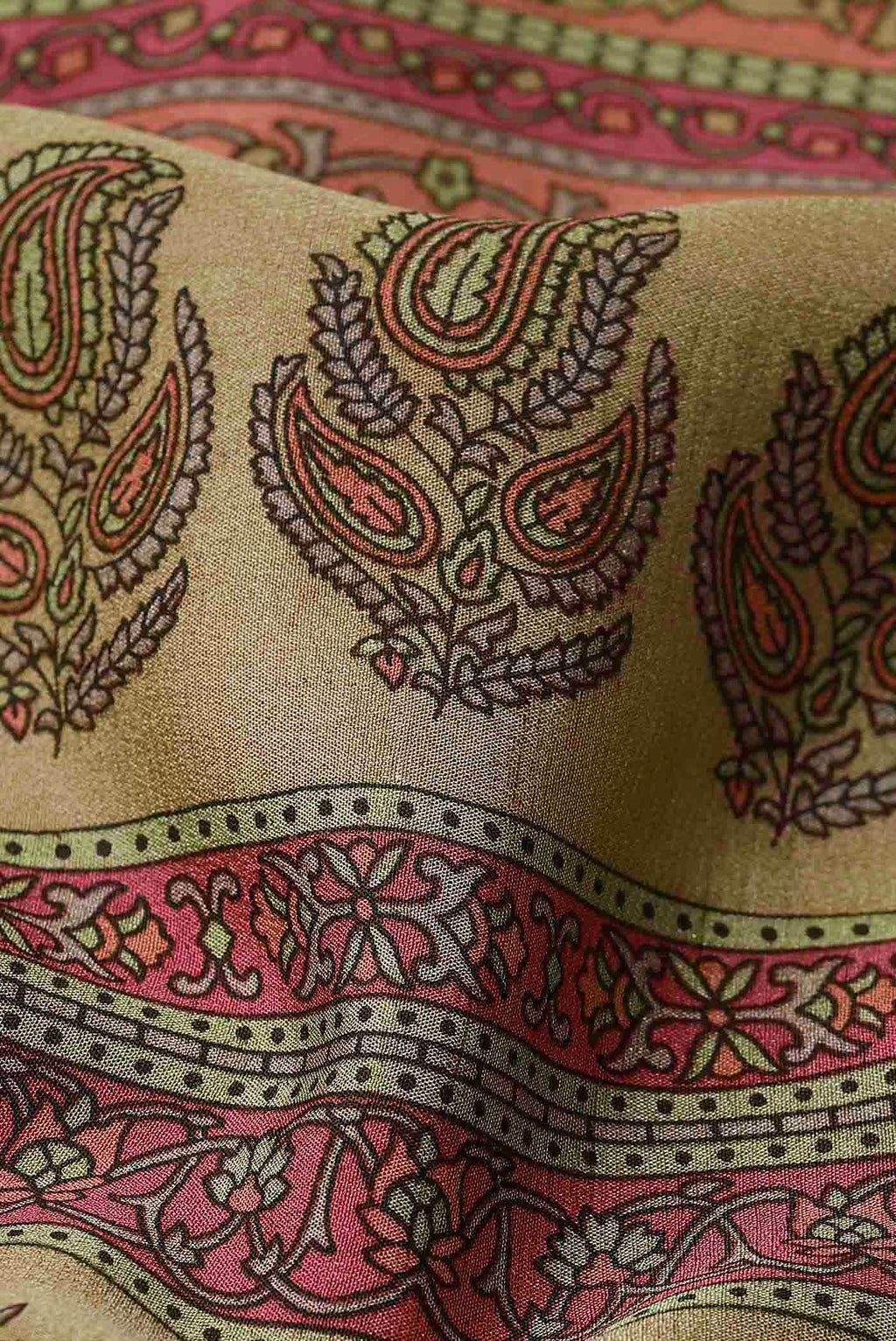 Beige Mysore Crepe Saree