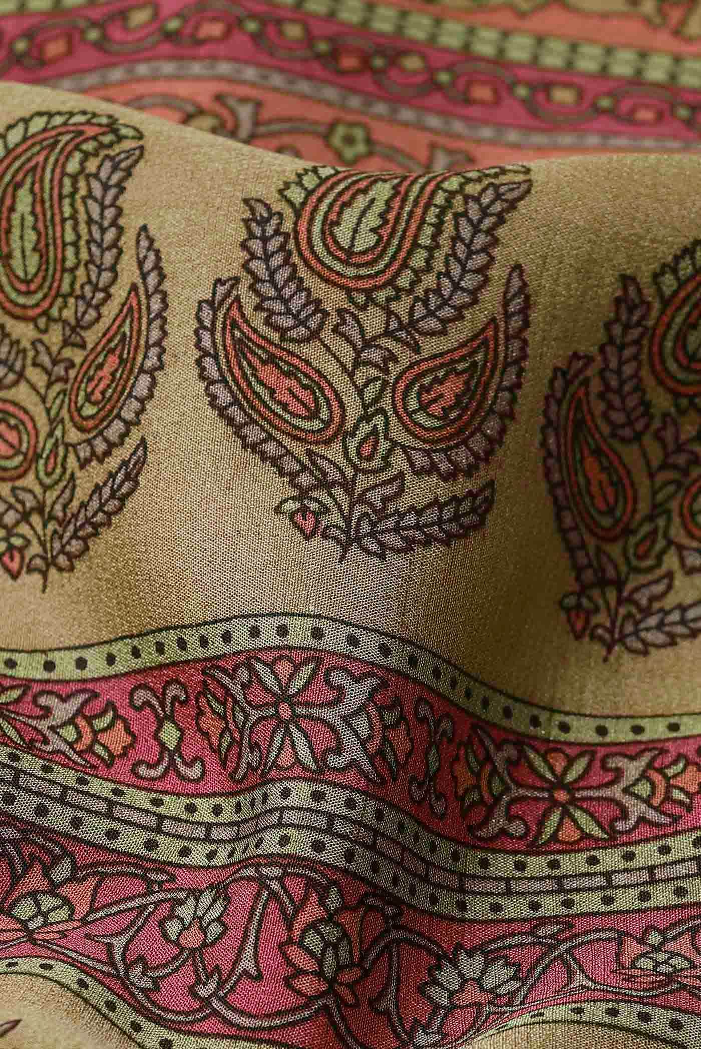 Beige Mysore Crepe Saree