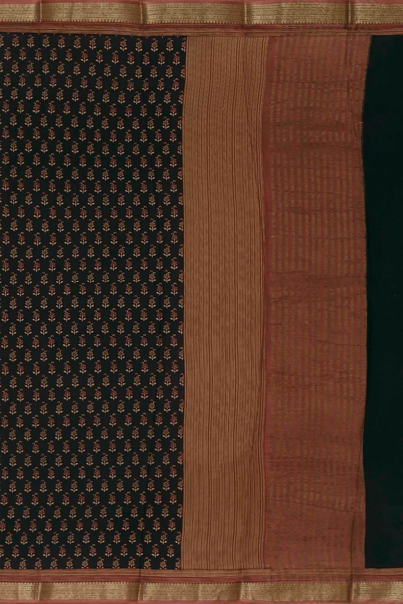 Black Mysore Crepe Saree
