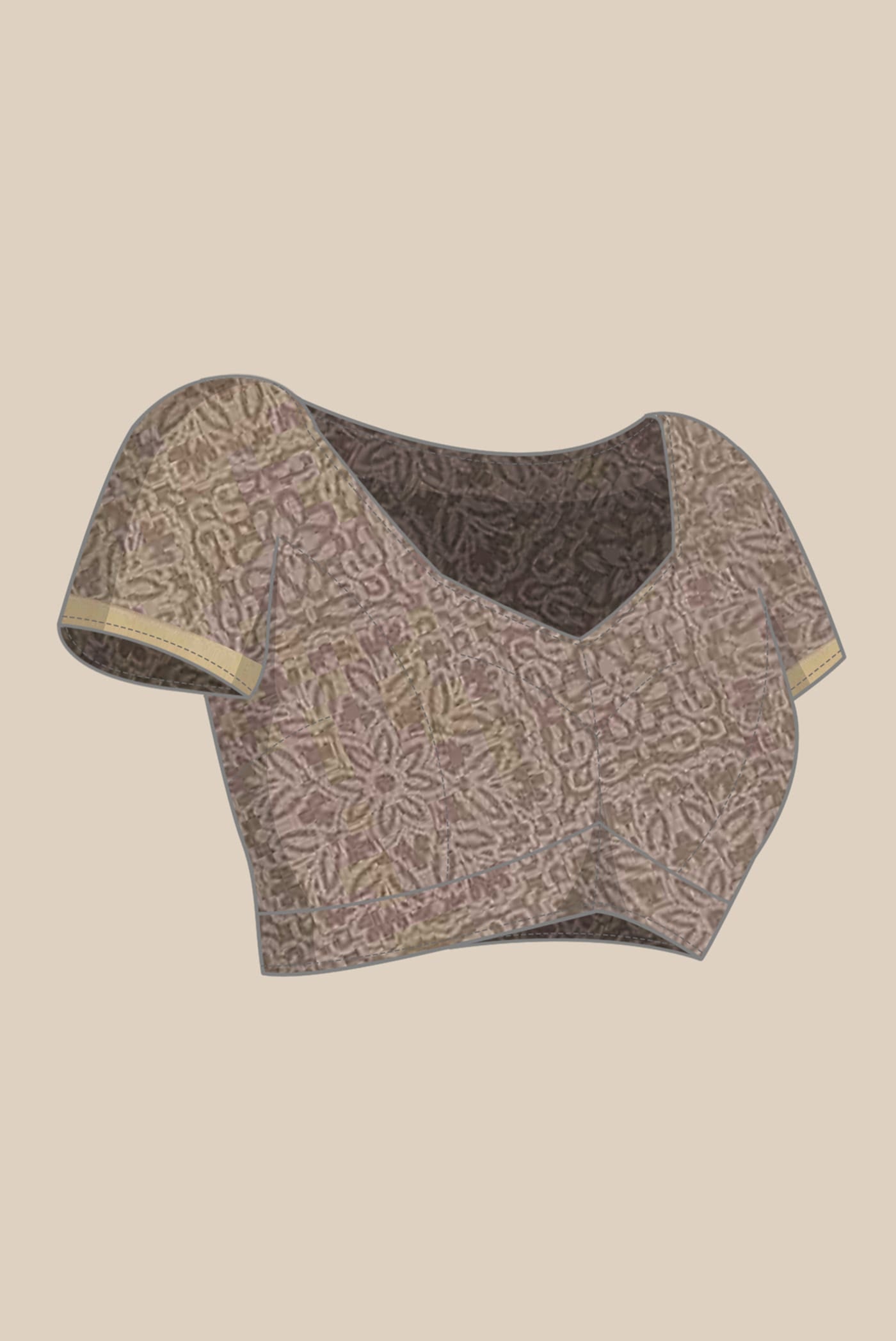 Beige Mysore Crepe Saree