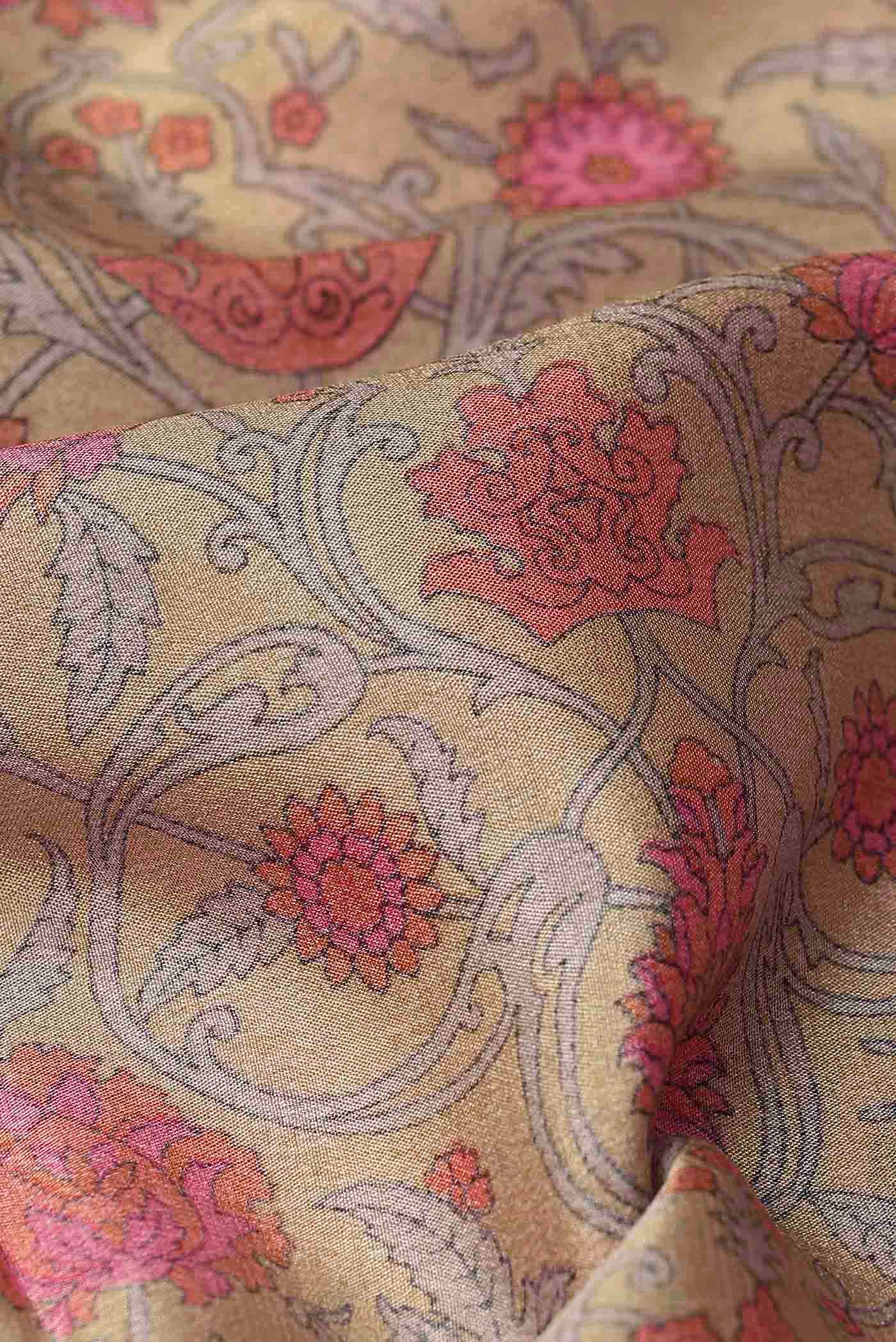 Beige Mysore Crepe Saree
