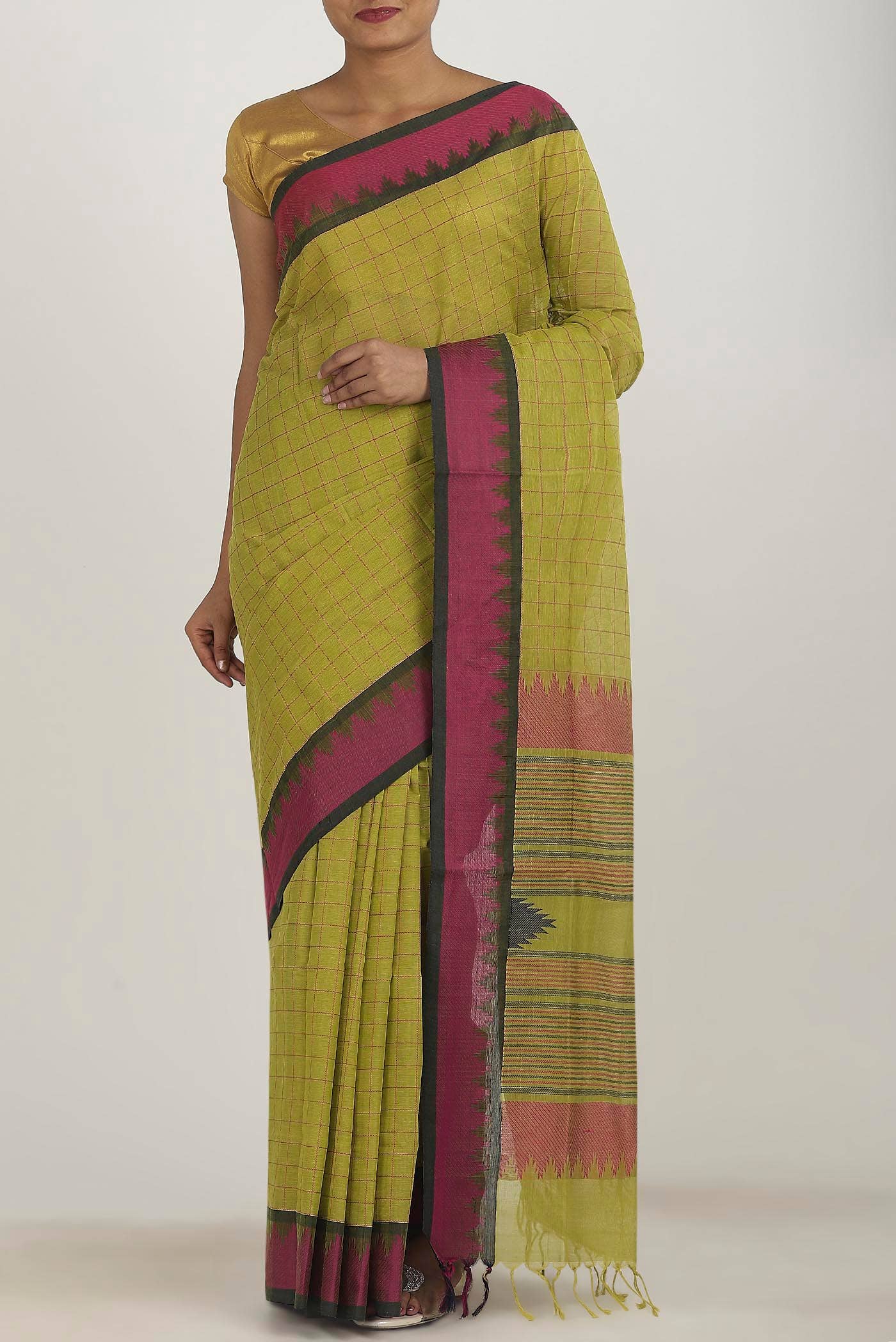 Green Coimbatore Cotton Saree