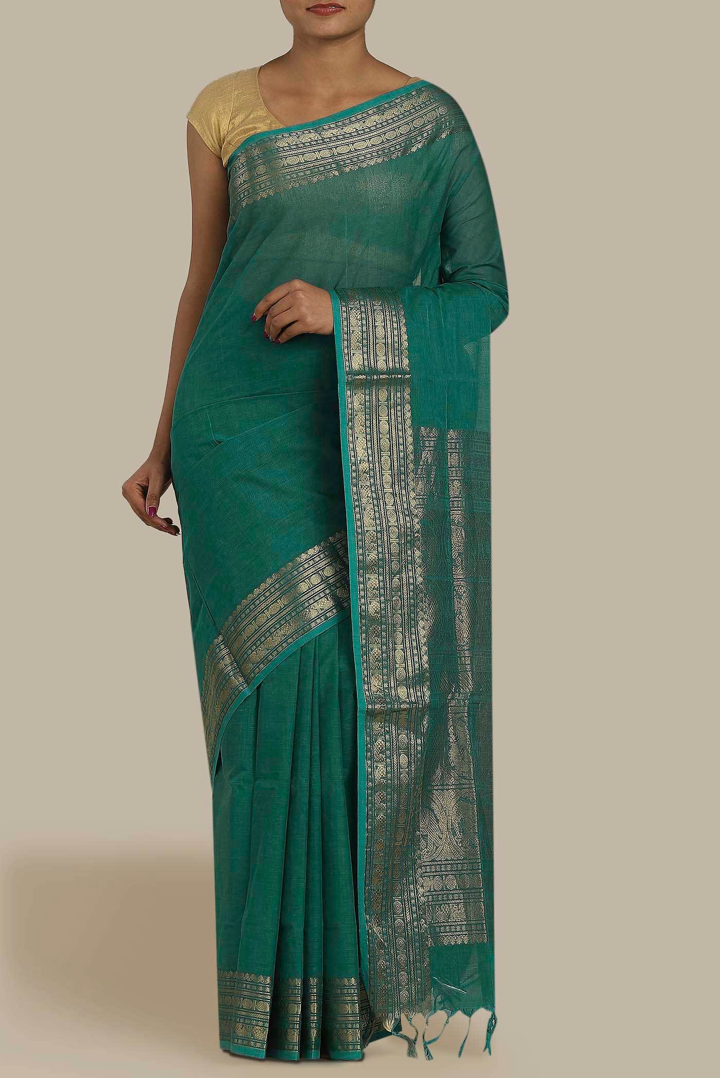 Green Coimbatore Cotton Saree