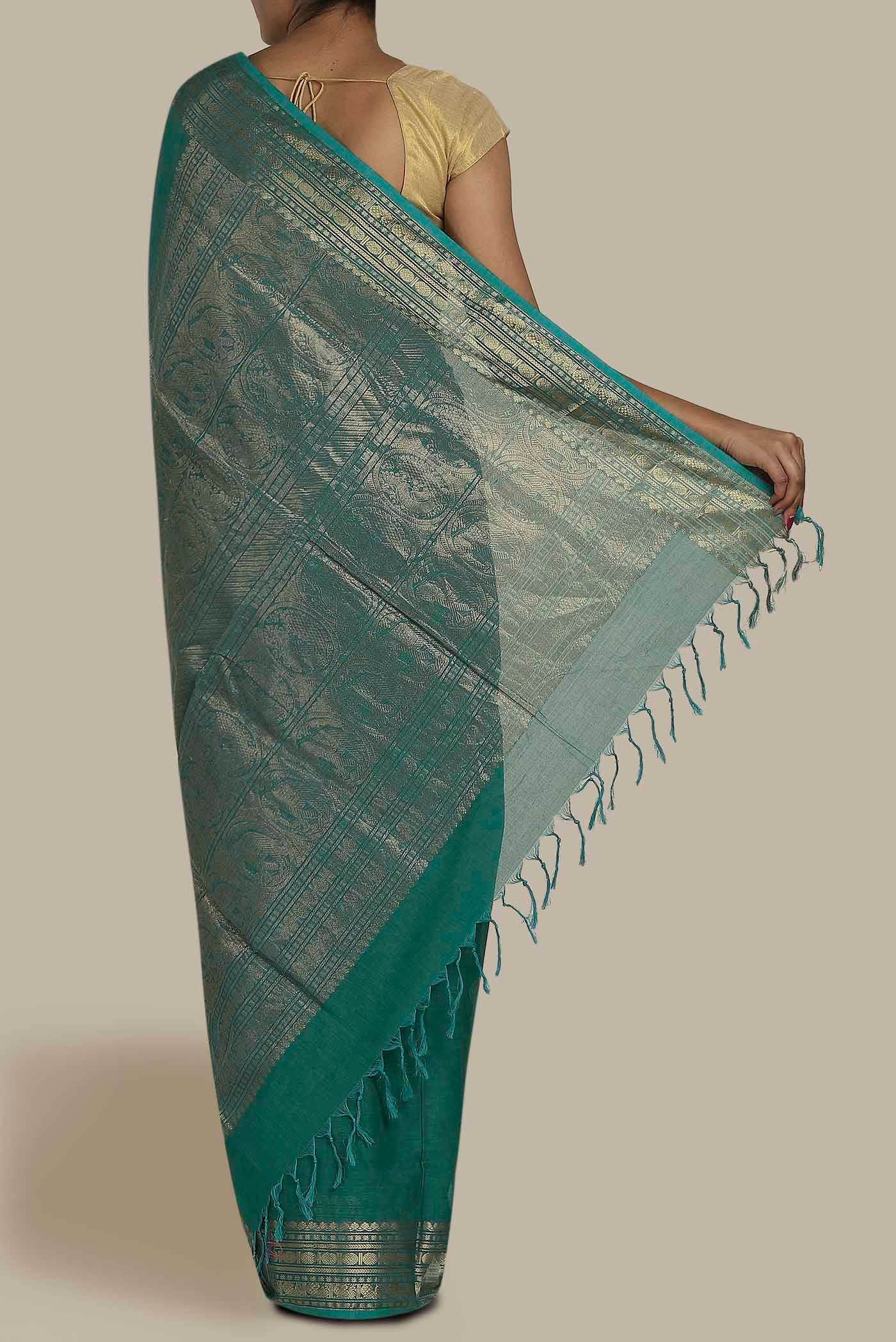 Green Coimbatore Cotton Saree