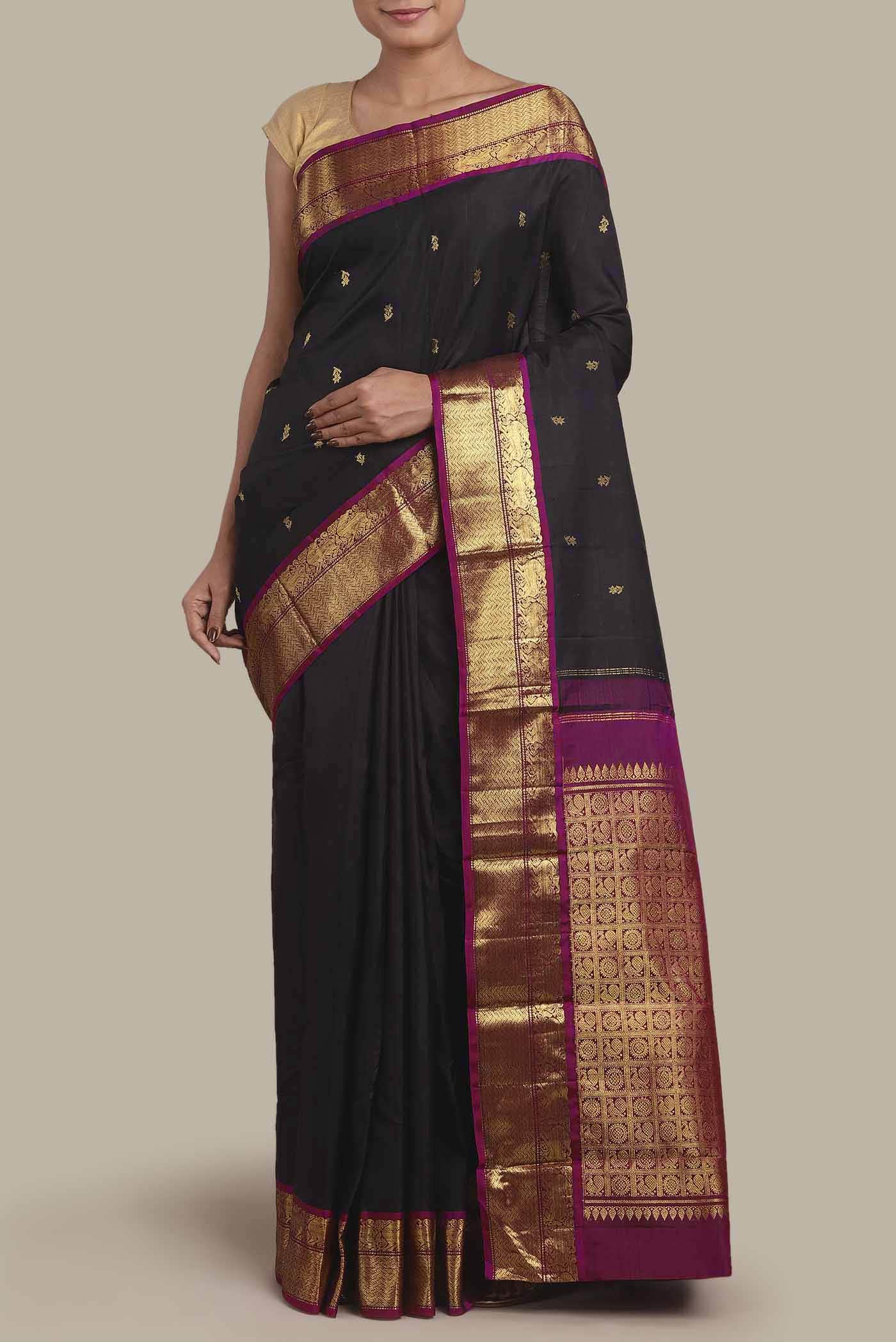 Black Kanchipuram Silk Saree
