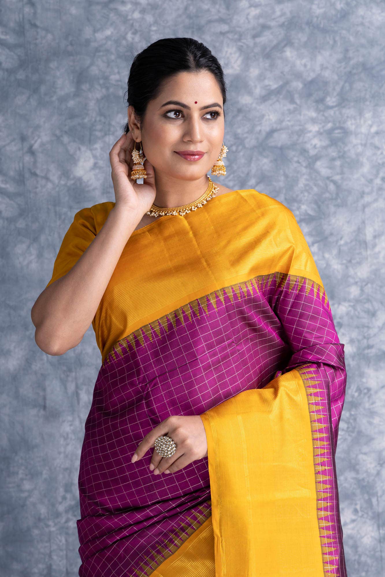 Pure Silk Pure Zari Magenta Kanchipuram Saree