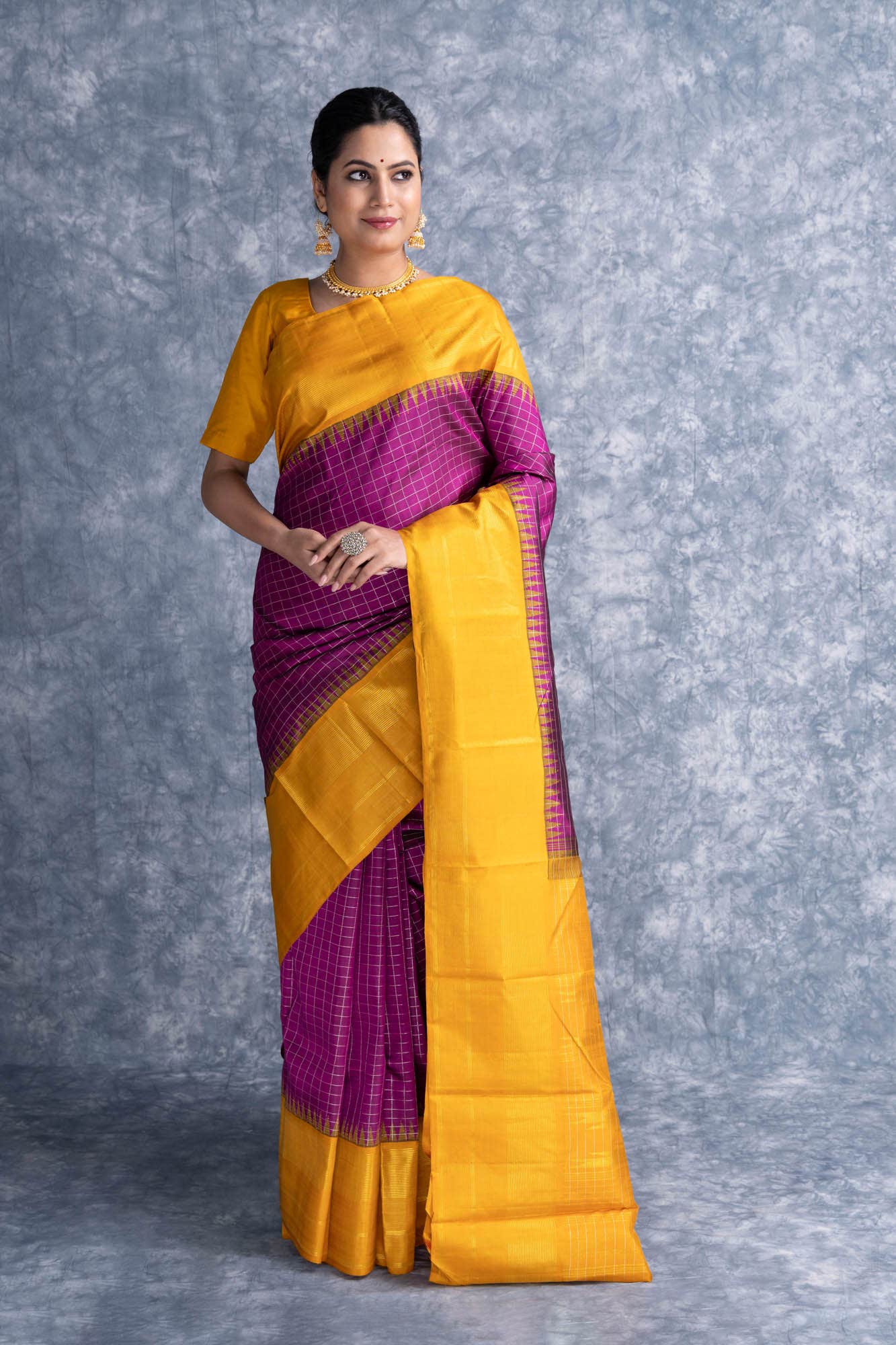 Pure Silk Pure Zari Magenta Kanchipuram Saree