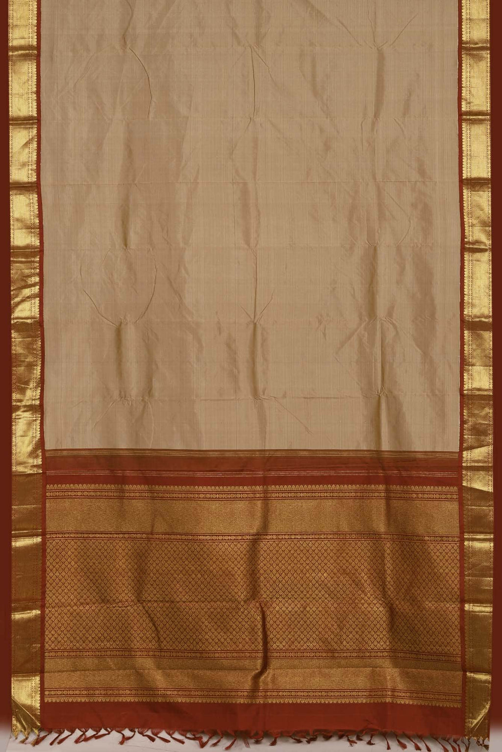 Beige Kanchipuram Silk Saree