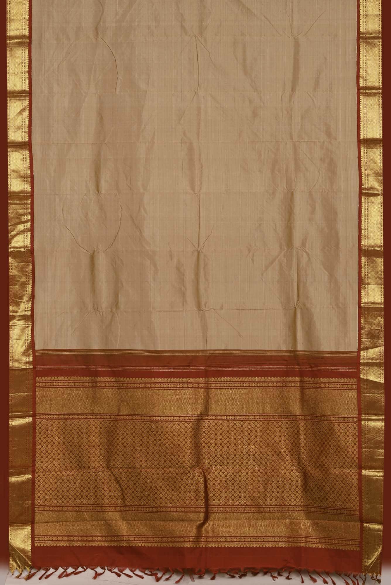 Beige Kanchipuram Silk Saree