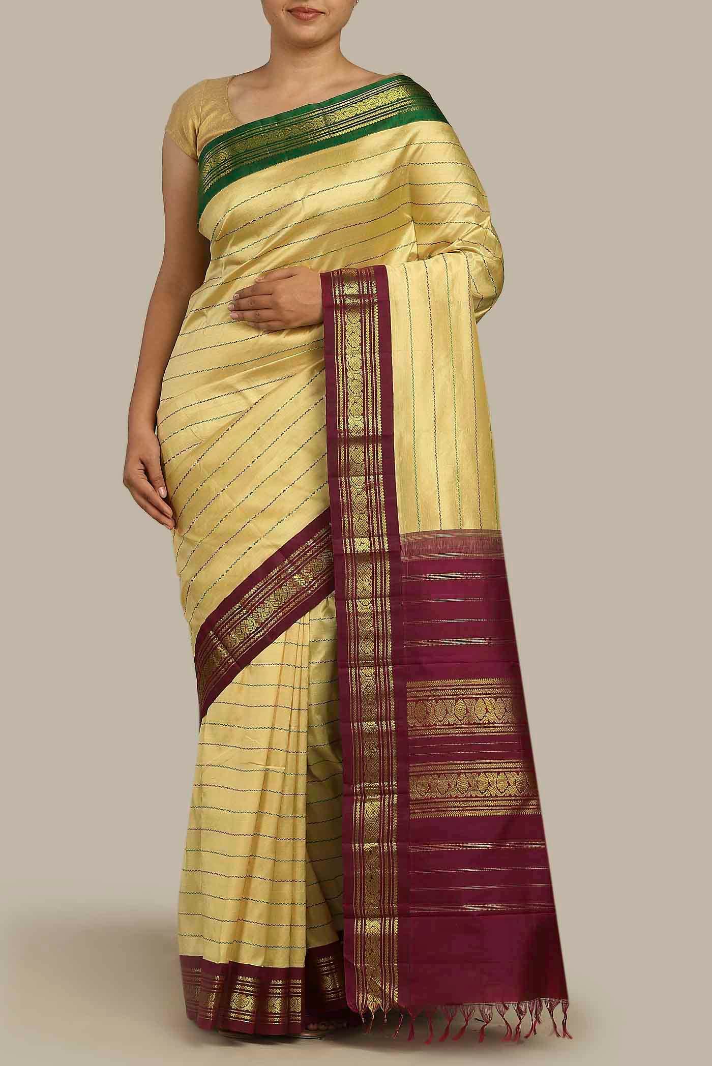 Yellow Kanchipuram Silk Saree