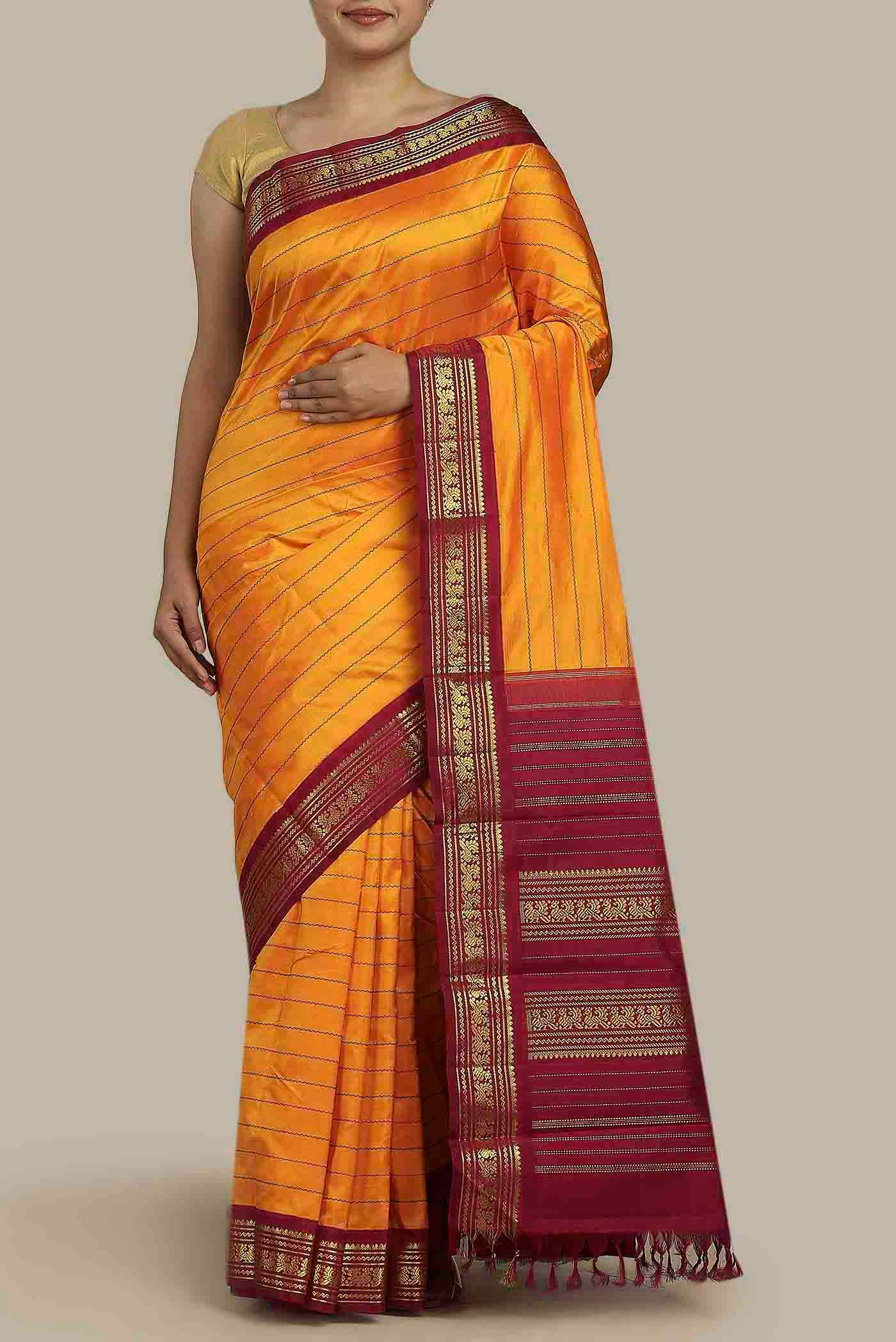Orange Kanchipuram Silk Saree