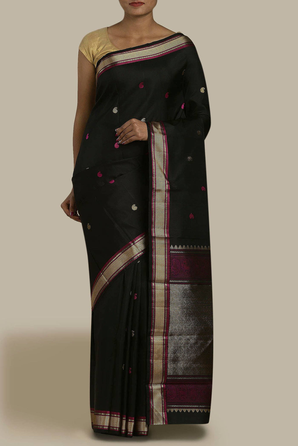 Black Kanchipuram Silk Saree