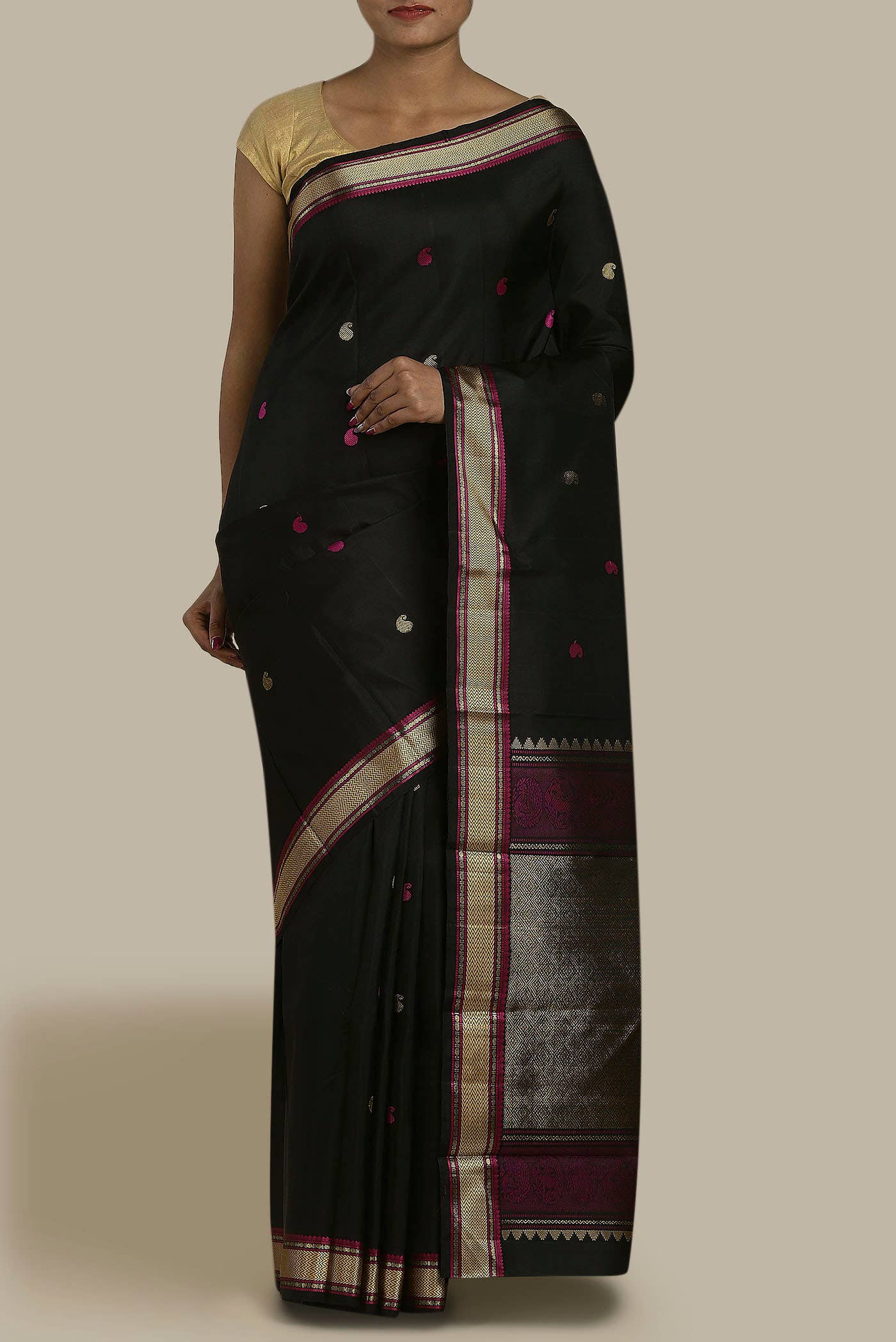 Black Kanchipuram Silk Saree