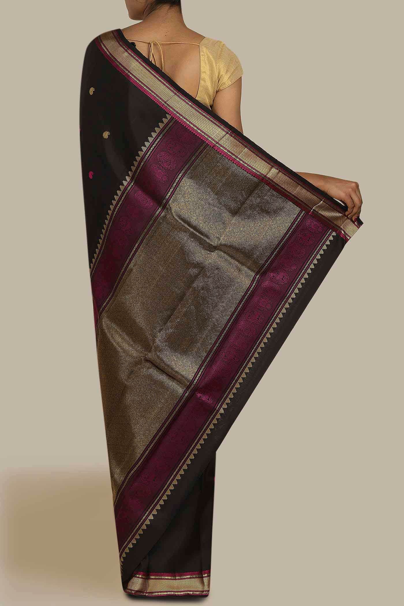 Black Kanchipuram Silk Saree