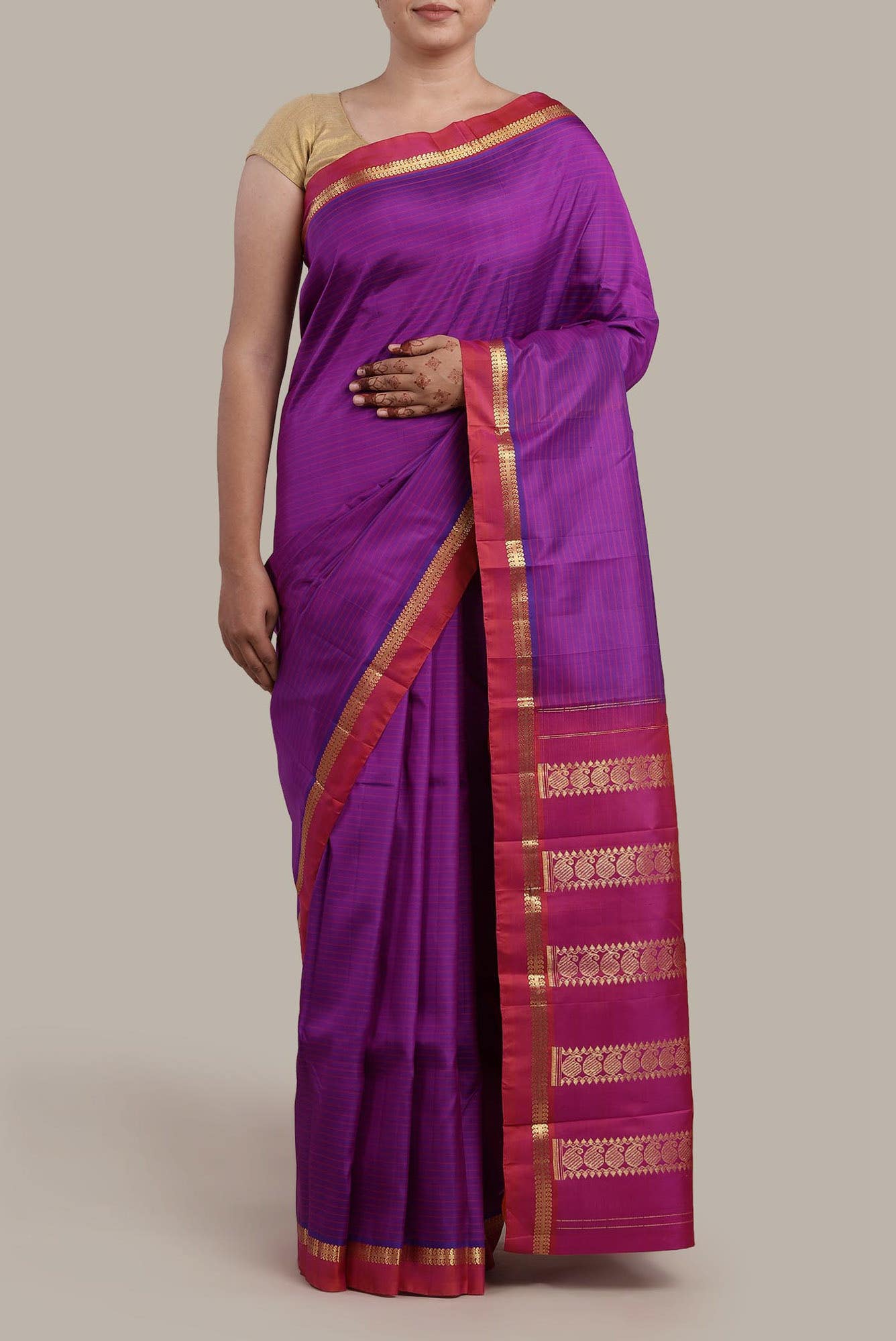 Purple Kanchipuram Silk Saree
