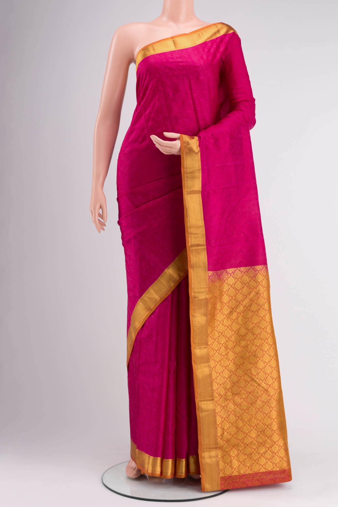 Dark Pink Dual Tone Kanchipuram Silk Saree