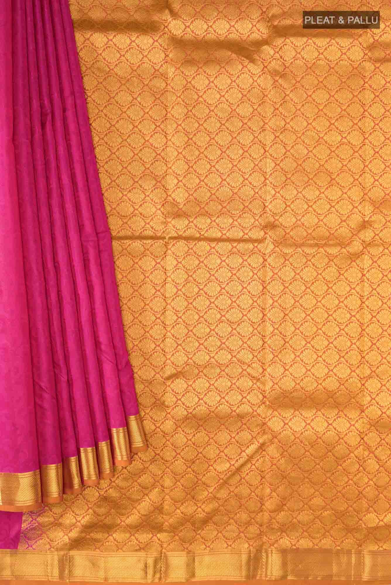 Dark Pink Dual Tone Kanchipuram Silk Saree