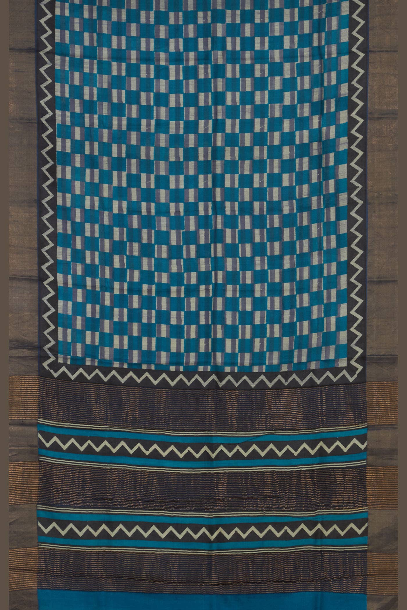 Blue Bhagalpuri Tussar Silk Saree