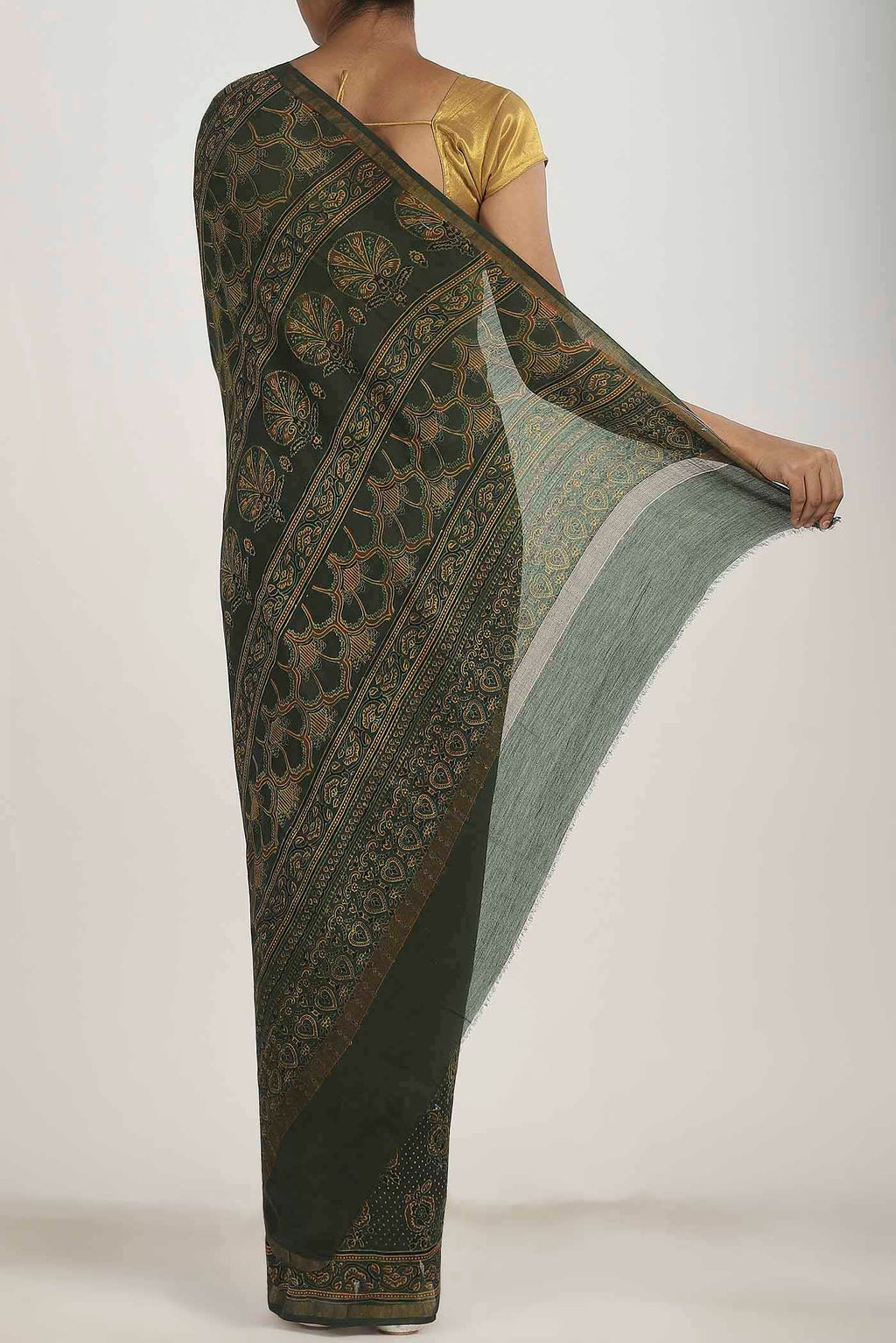 Green Chanderi Silk Cotton Saree