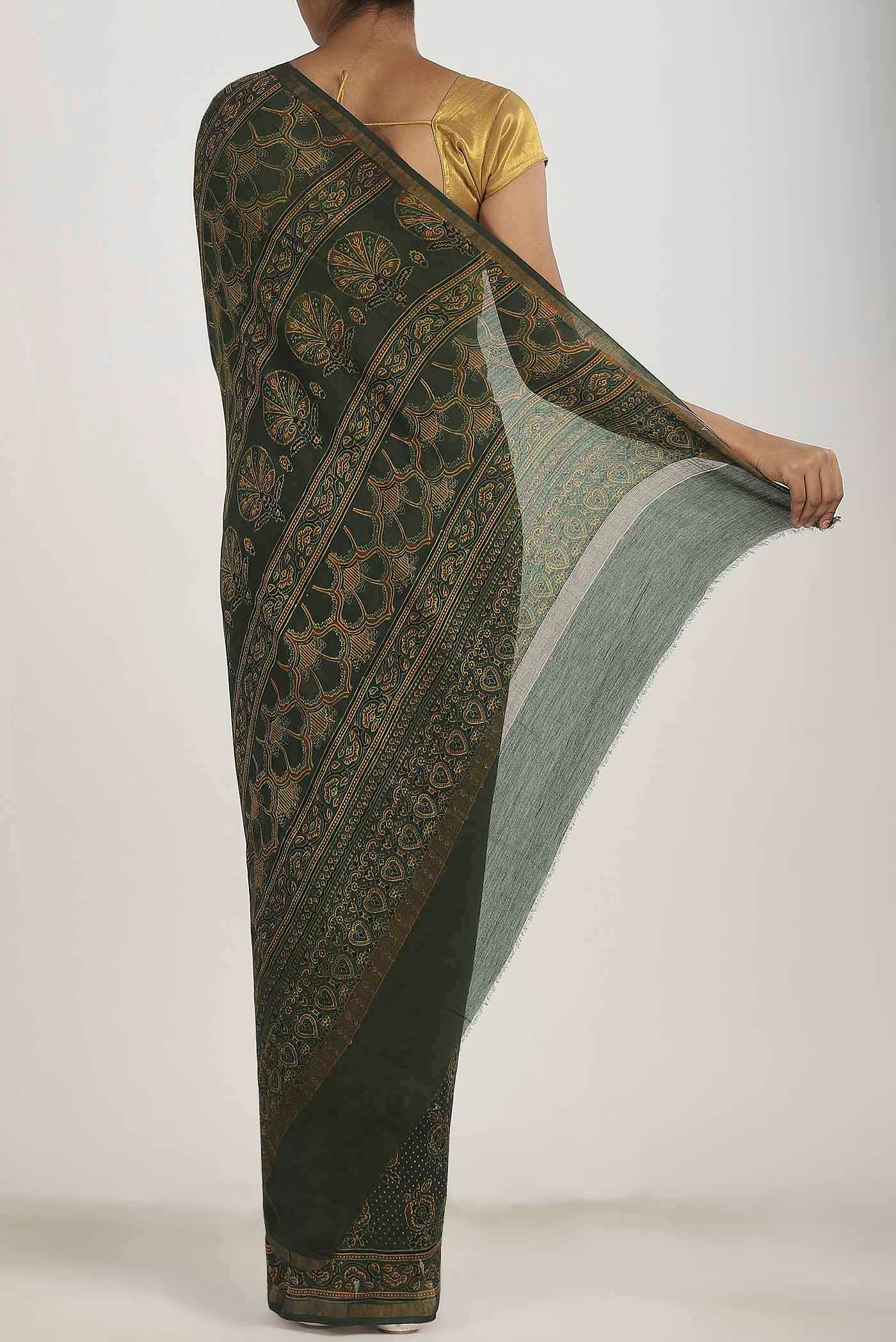 Green Chanderi Silk Cotton Saree