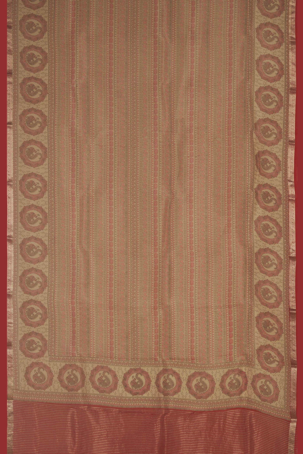 Beige Organza Silk Saree