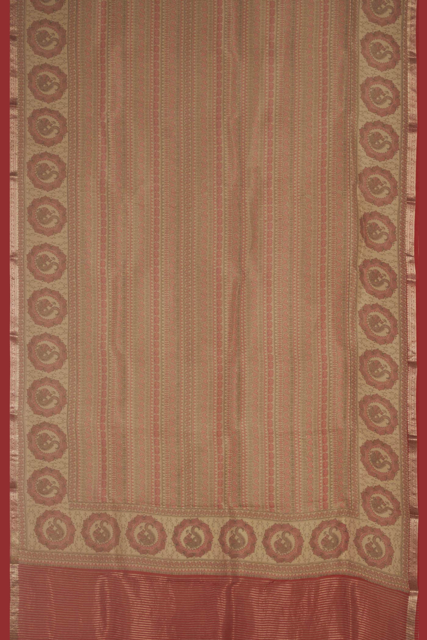 Beige Organza Silk Saree