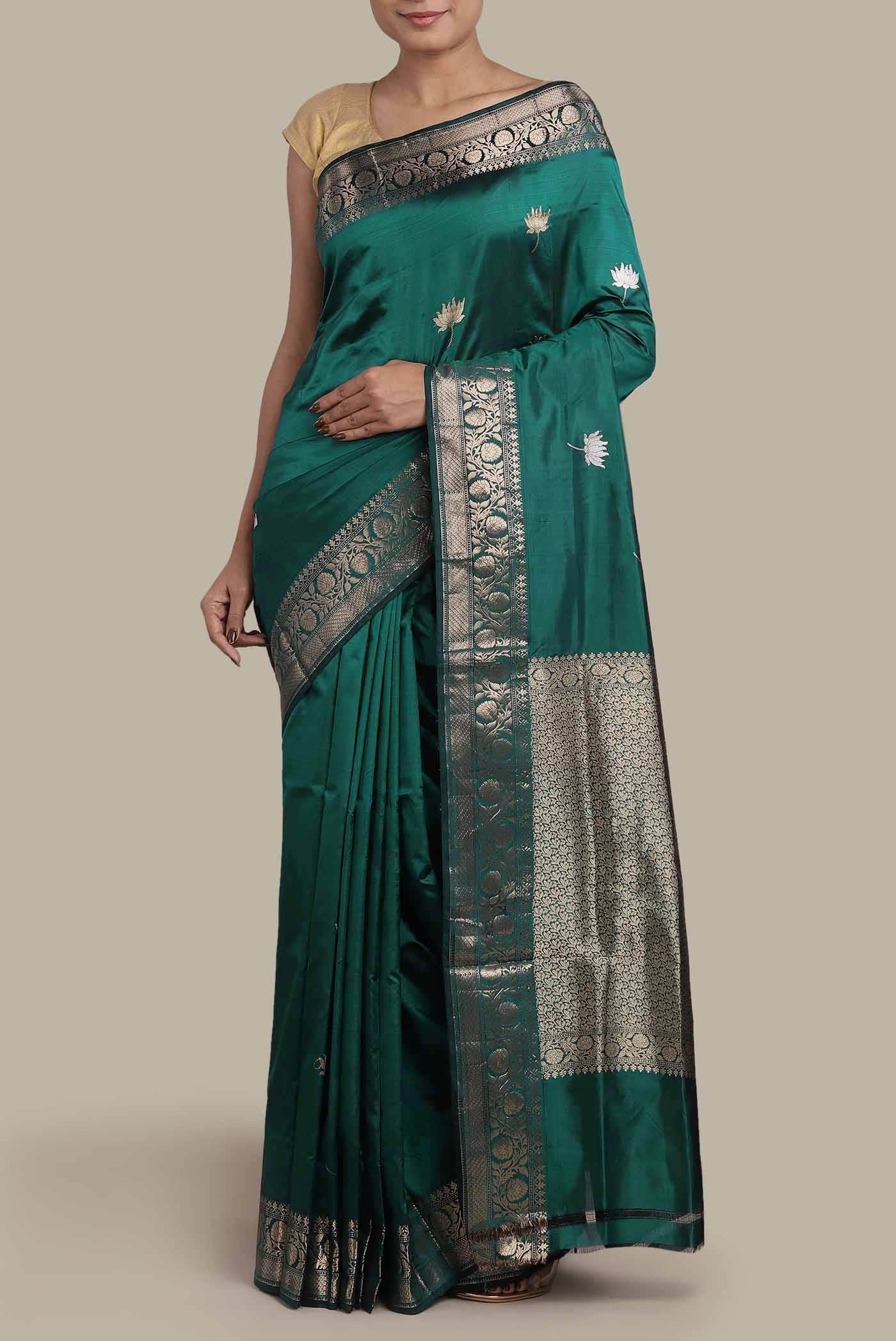 Green Banarasi Katan Silk Saree